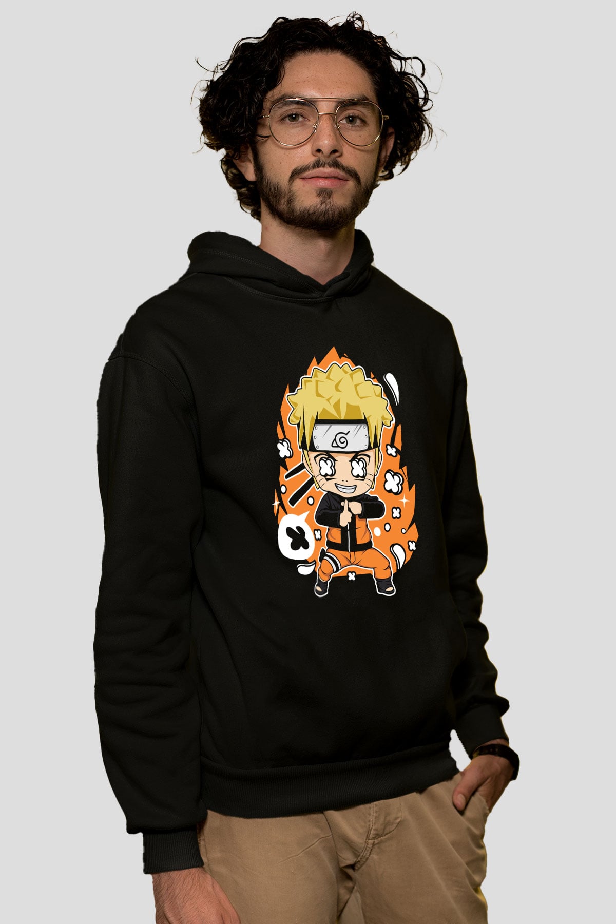 Naruto Baskılı Unisex Siyah Tshirt