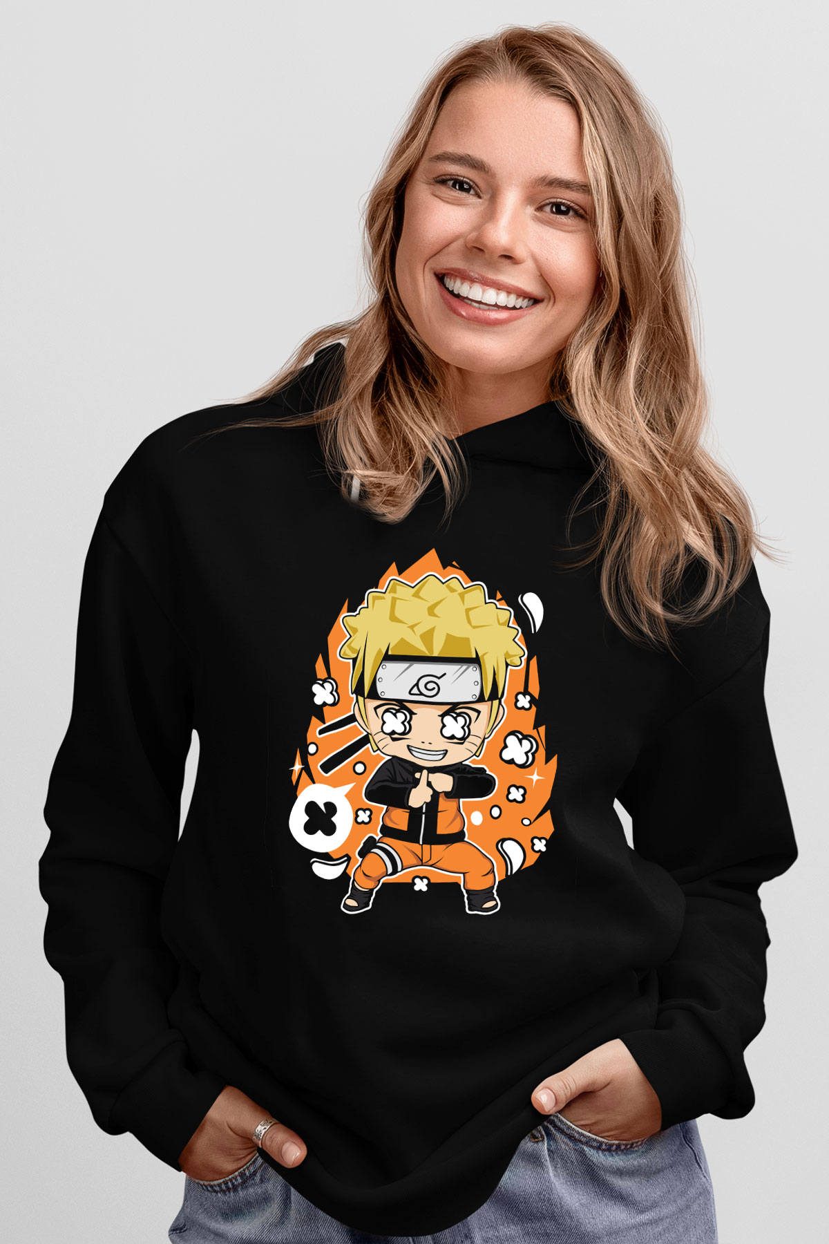 Naruto Baskılı Unisex Siyah Tshirt