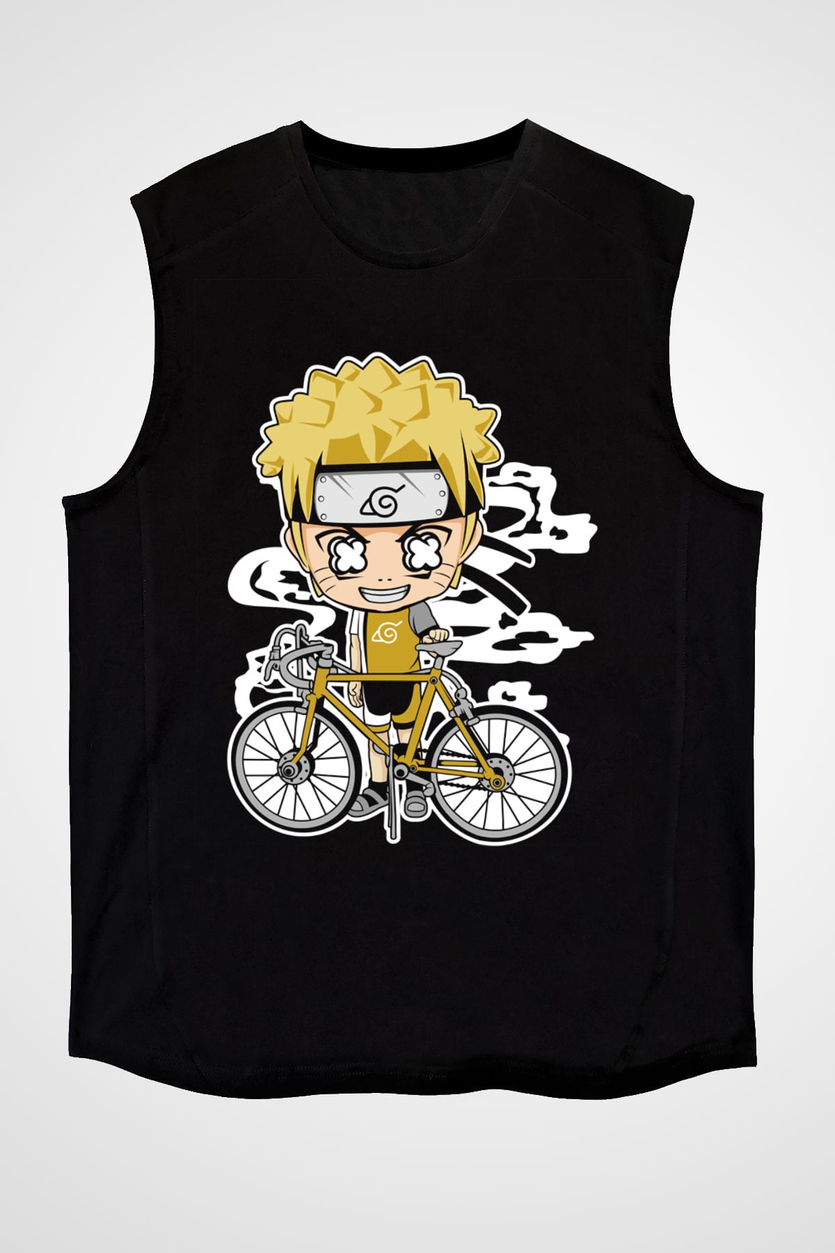 Naruto Bicycle Baskılı Siyah Unisex Tshirt