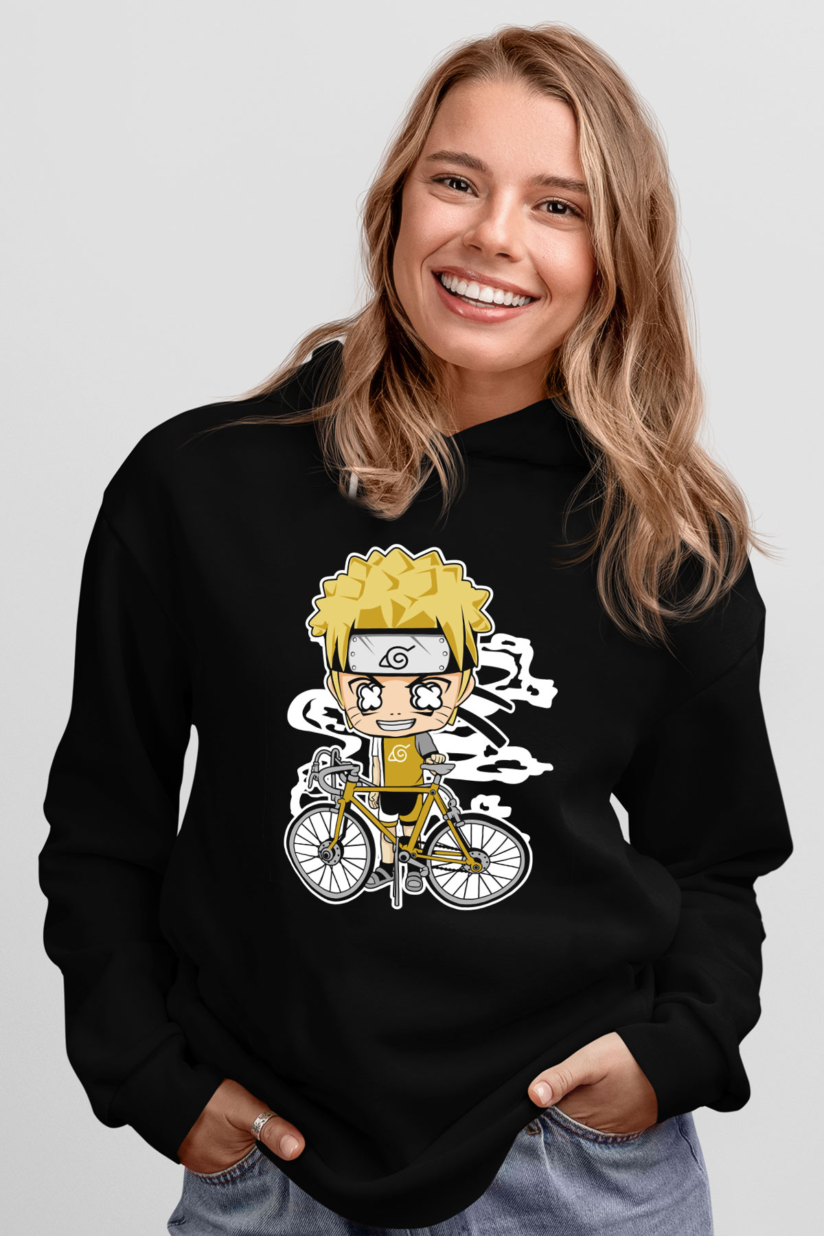 Naruto Bicycle Baskılı Siyah Unisex Tshirt