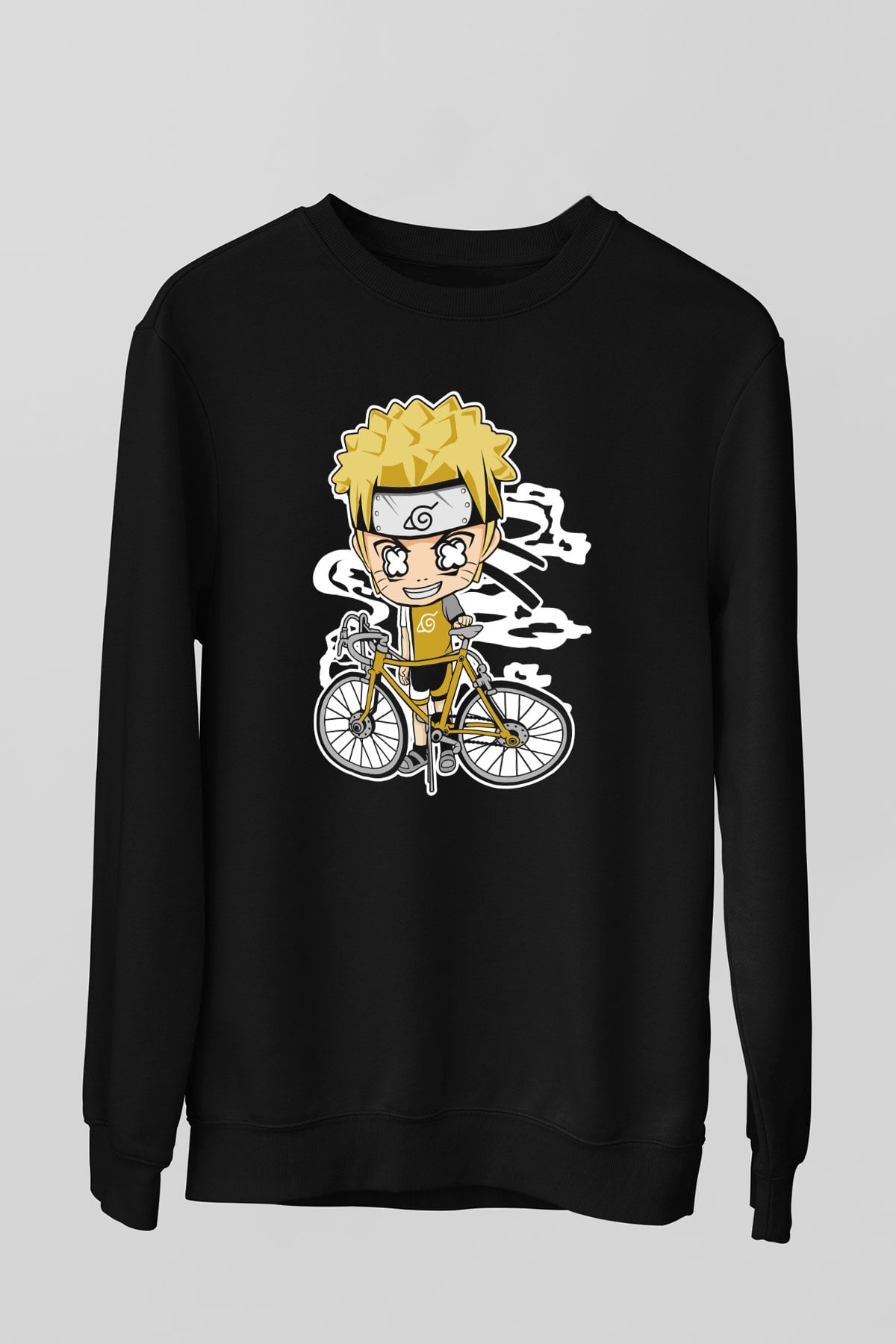Naruto Bicycle Baskılı Siyah Unisex Tshirt