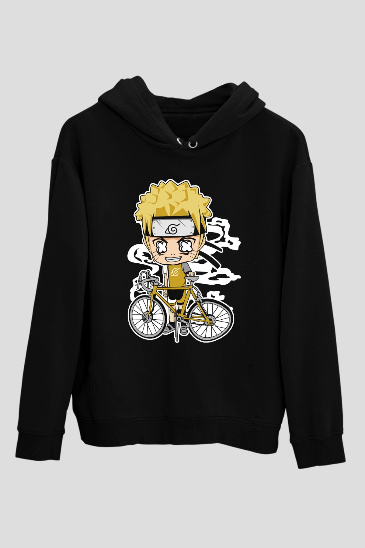 Naruto Bicycle Baskılı Siyah Unisex Tshirt