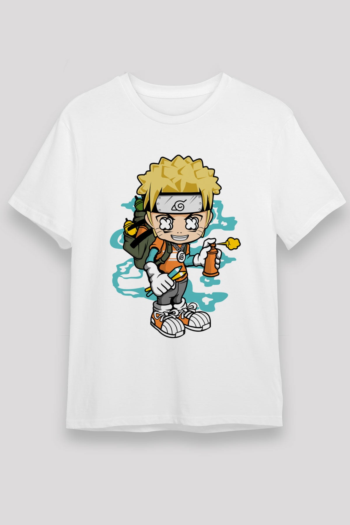 Naruto Bomber Baskılı Unisex Beyaz Tshirt