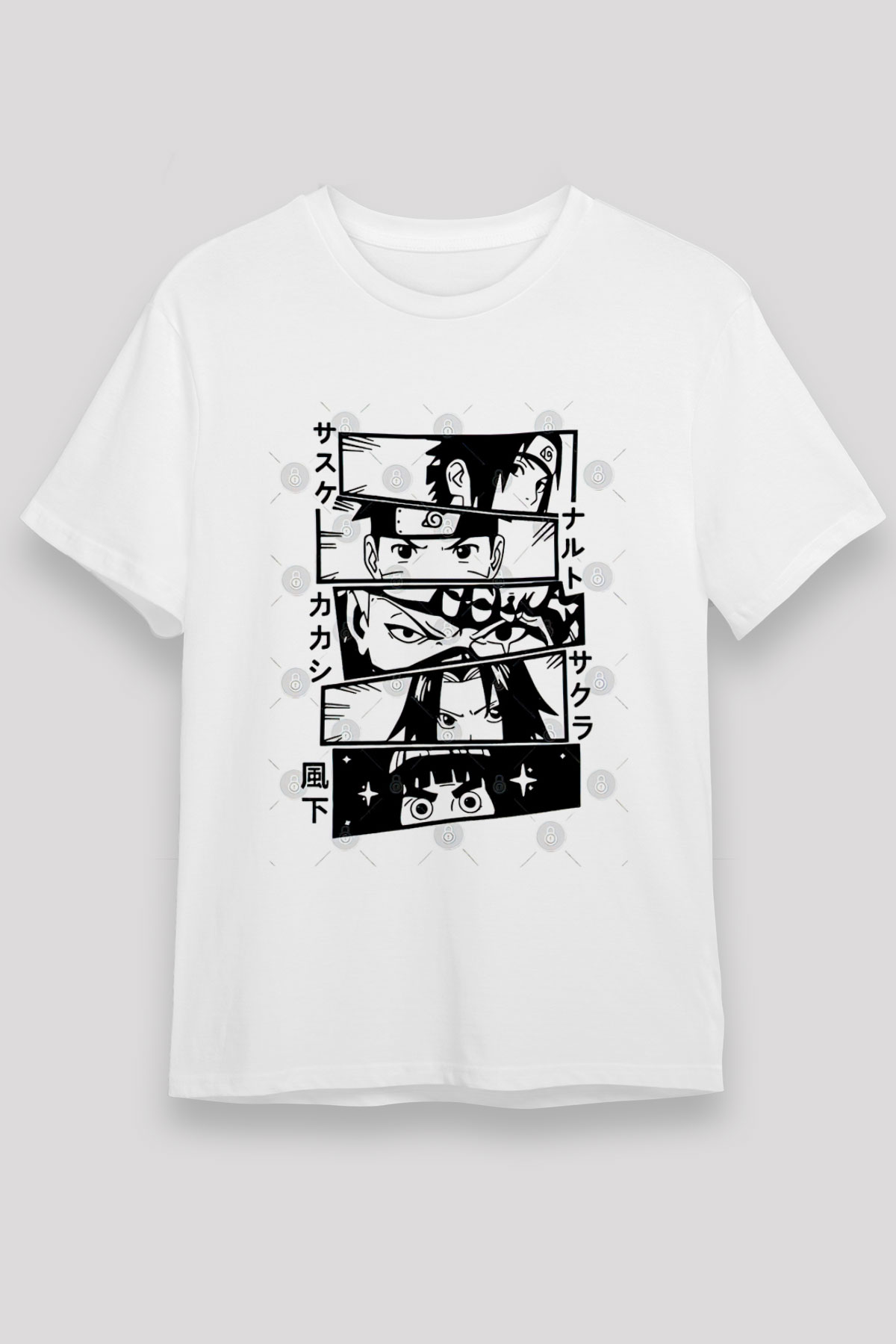 Naruto Unisex Baskılı Beyaz Tişört - Tshirt