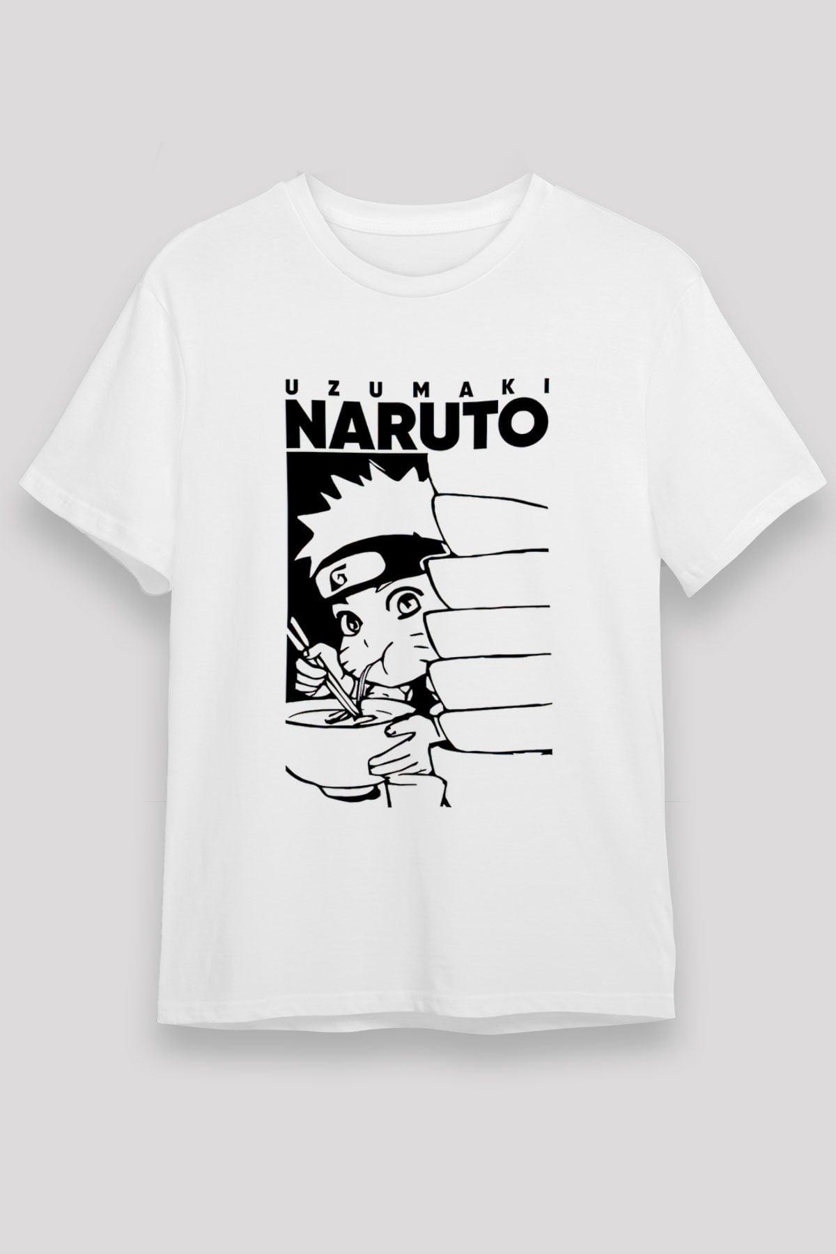 Naruto Unisex Baskılı Beyaz Tişört - Tshirt