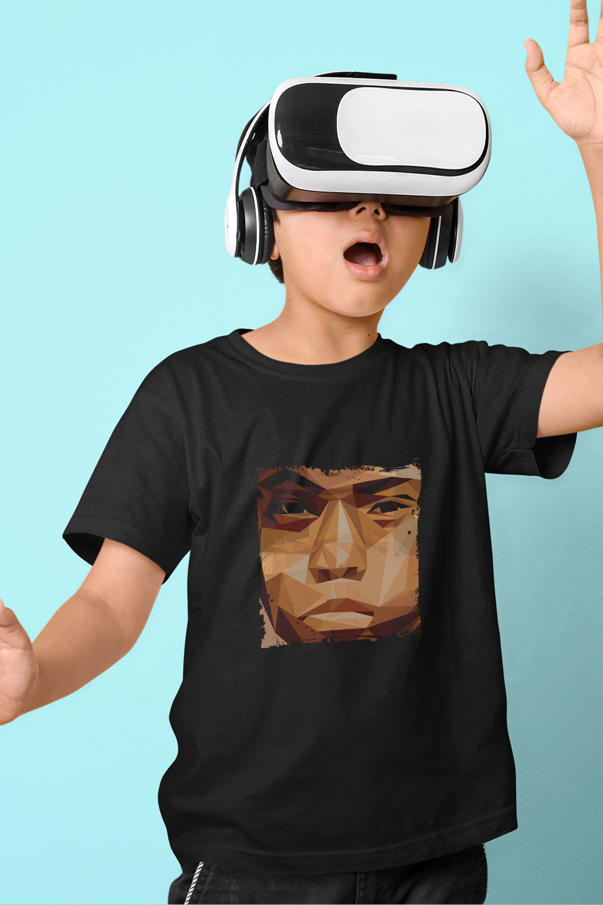 Nas Baskılı Unisex Siyah Çocuk Tişört