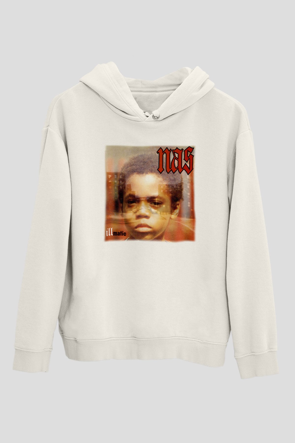 Nas Beyaz Unisex Kapşonlu Sweatshirt