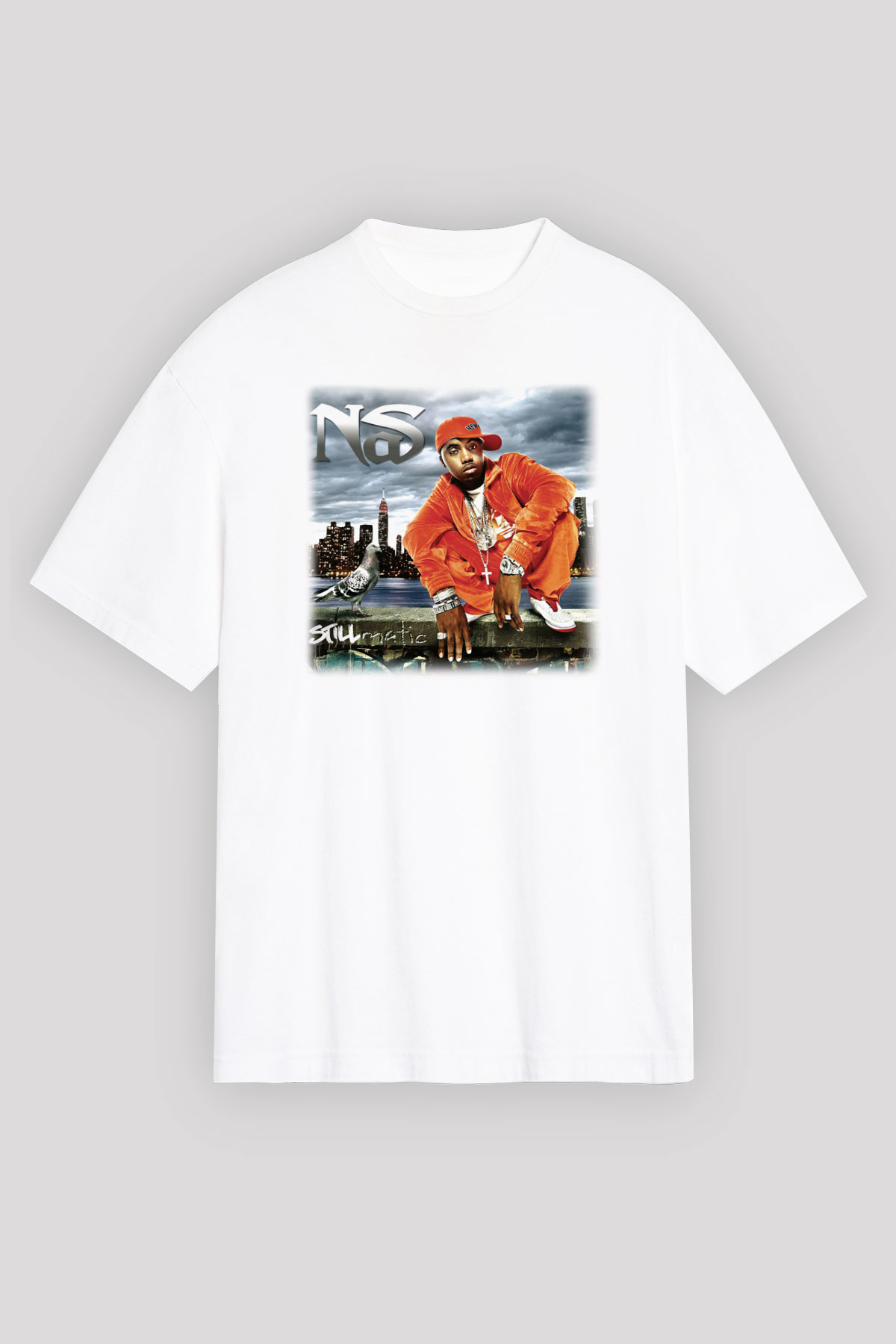Nas Beyaz Unisex Oversize Tişört T-Shirt