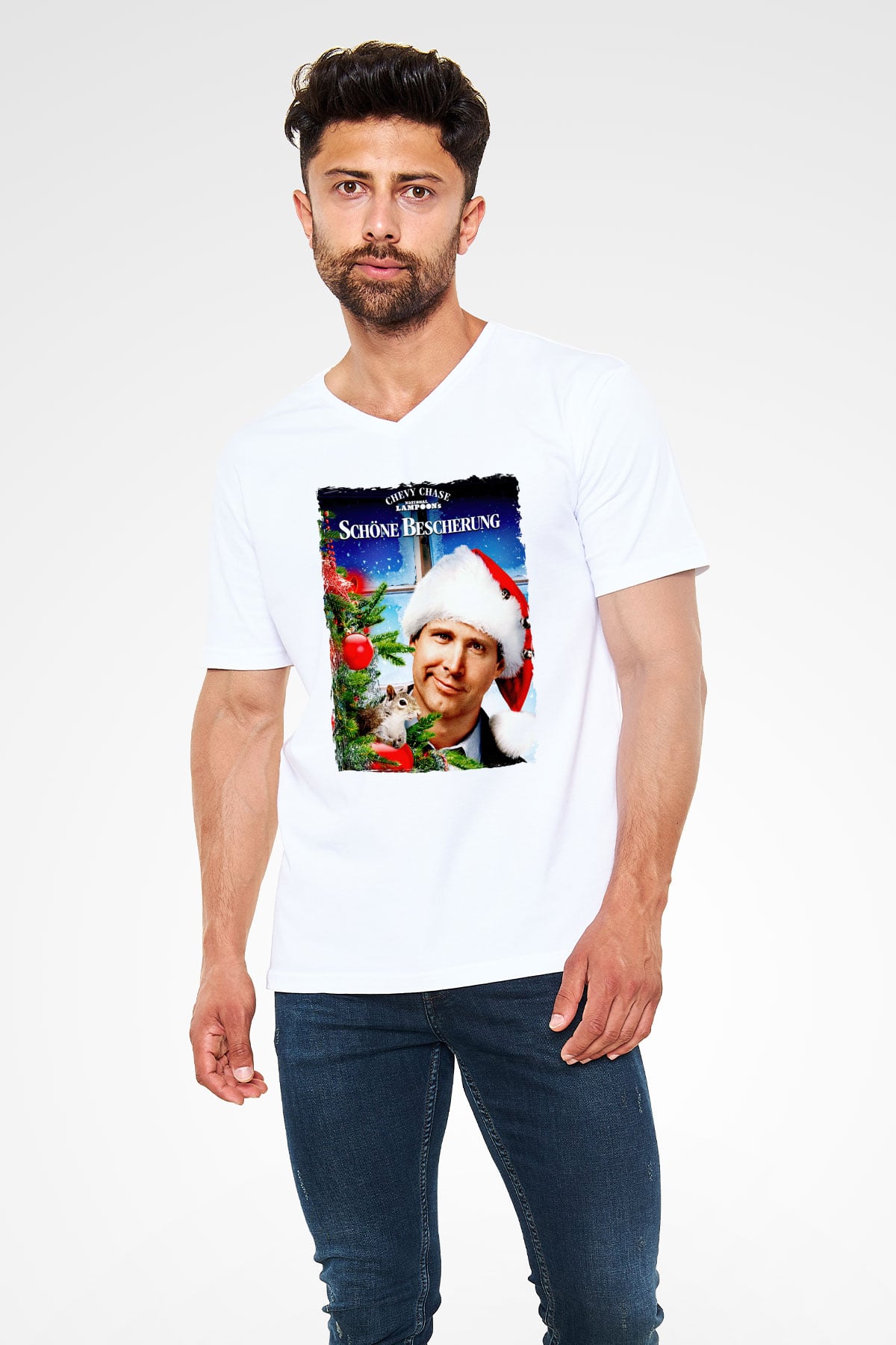 National Lampoons Vacation Beyaz Unisex  V Yaka Tişört