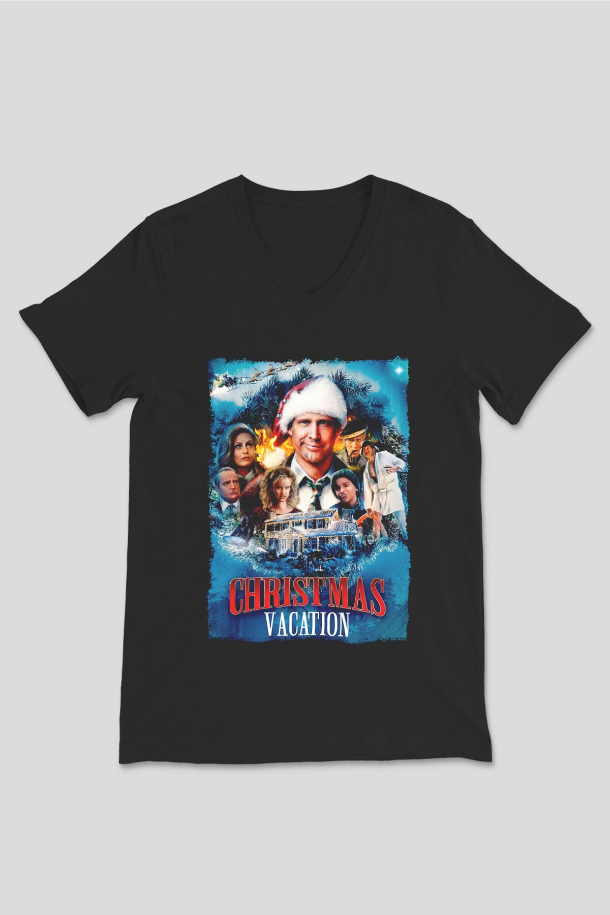 National Lampoons Vacation Siyah Unisex  V Yaka Tişört