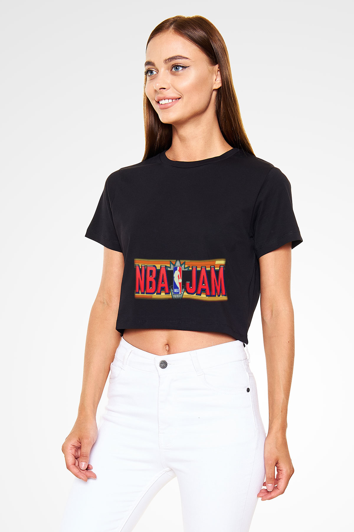NBA Jam Siyah Crop Top Tişört