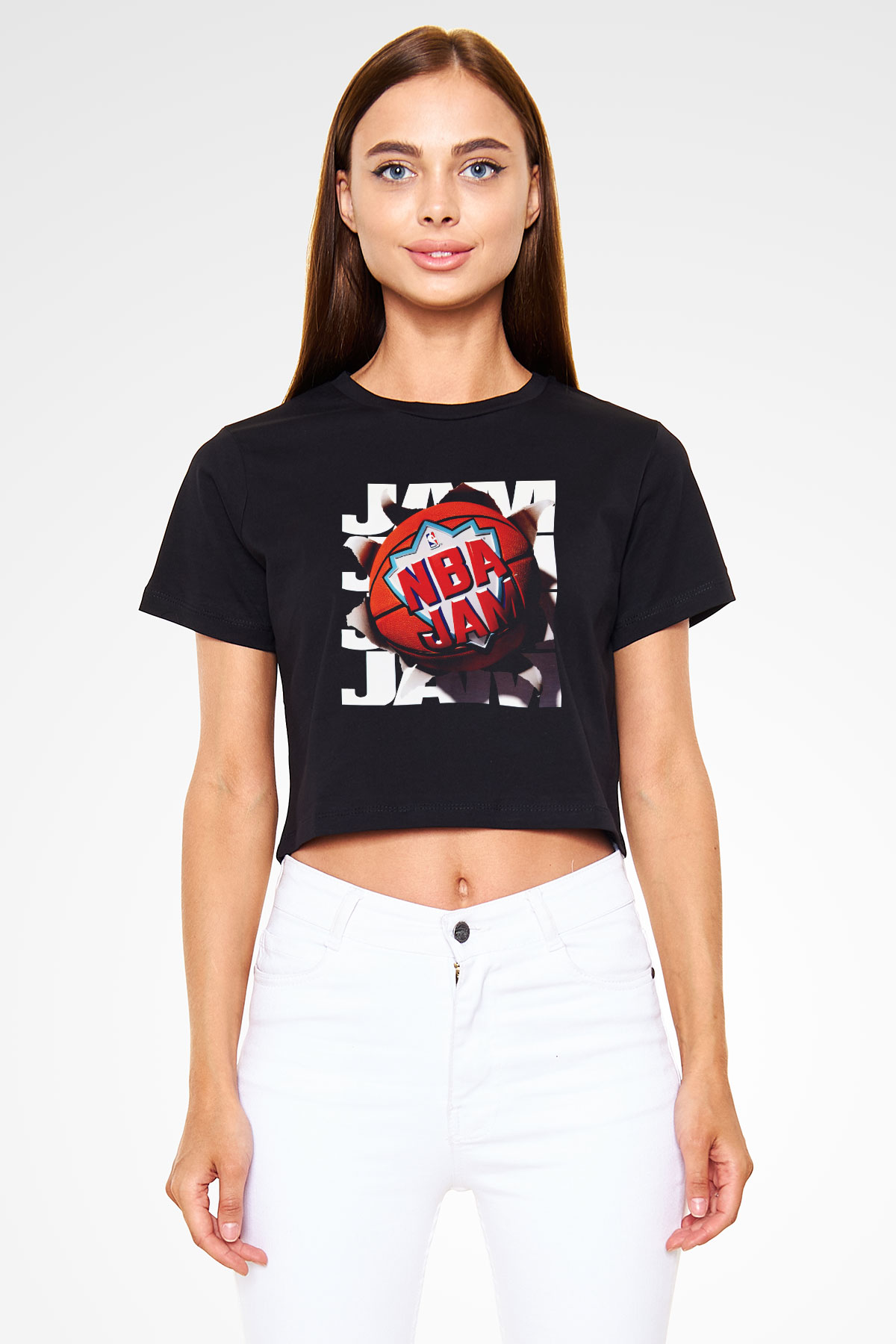 NBA Jam Siyah Crop Top Tişört