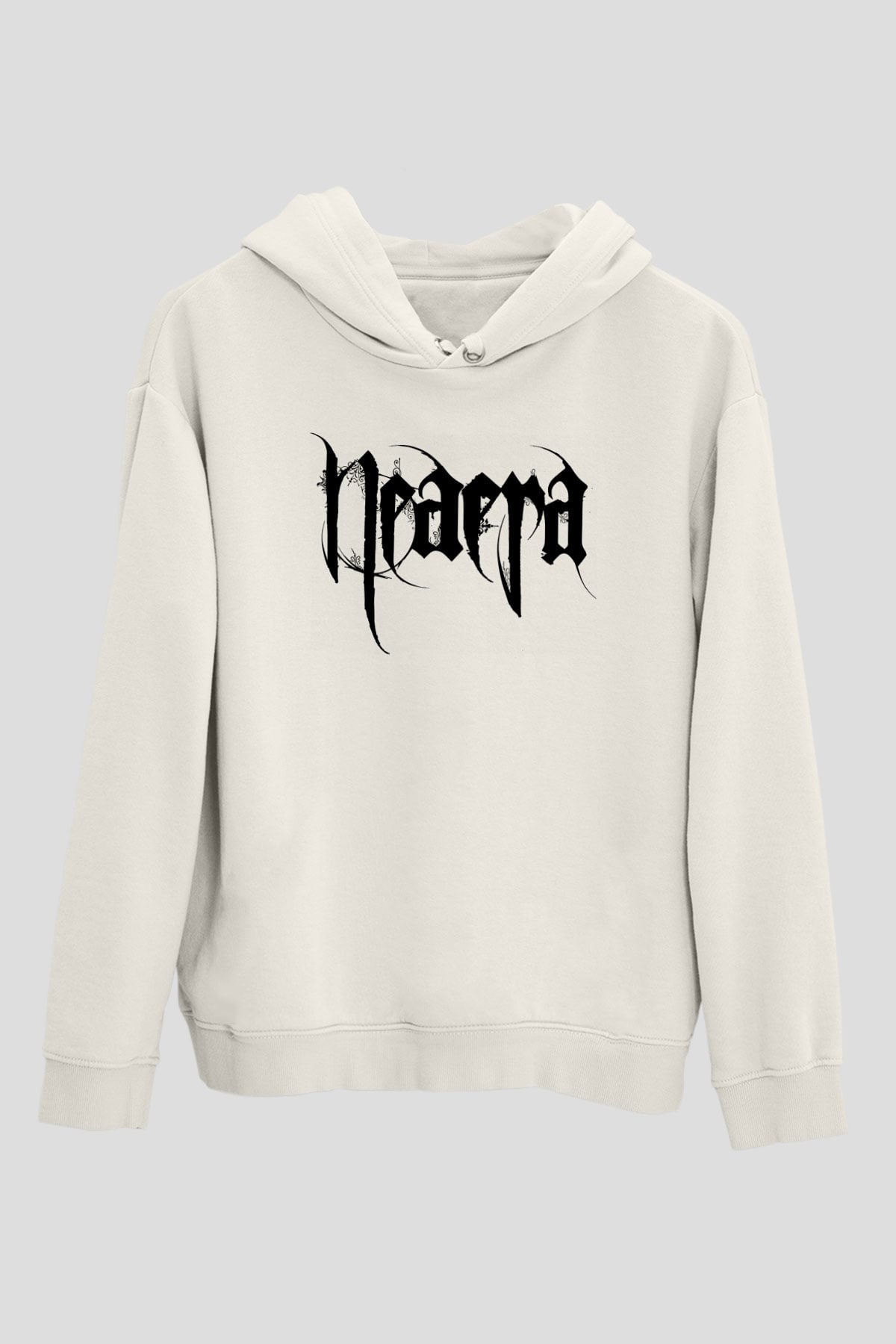 Neaera Baskılı Beyaz Unisex Kapüşonlu Sweatshirt
