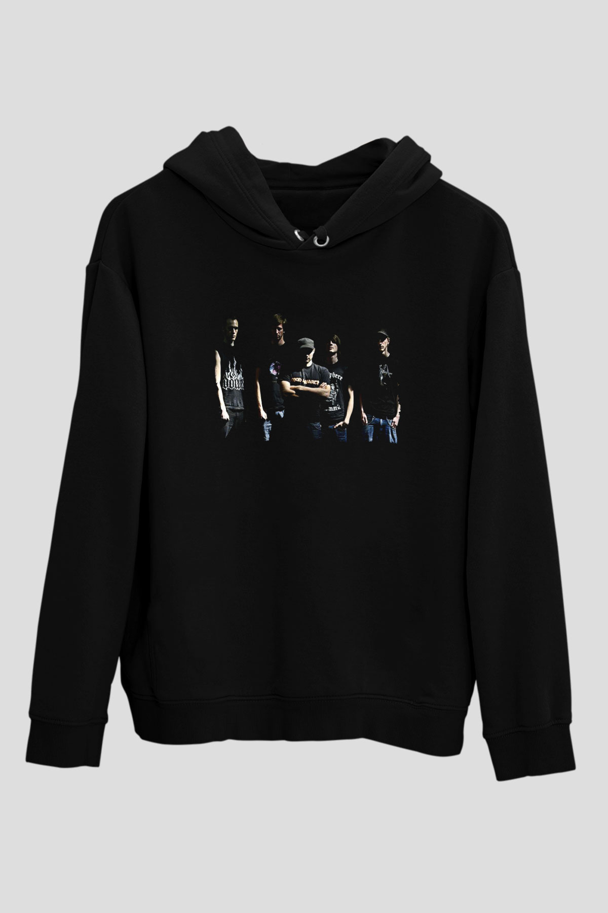 Neaera Baskılı Unisex Siyah Kapüşonlu Sweatshirt