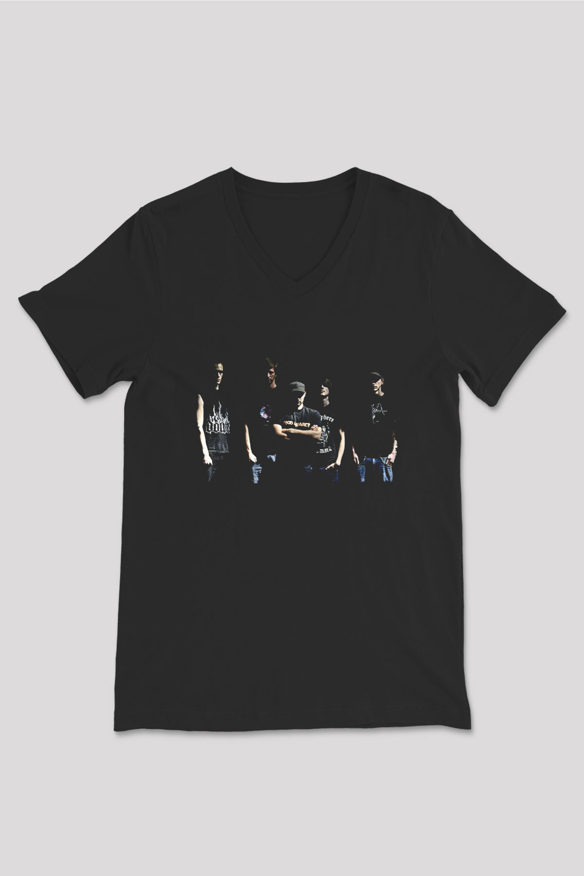 Neaera Baskılı Unisex Siyah V Yaka Tişört - Tshirt