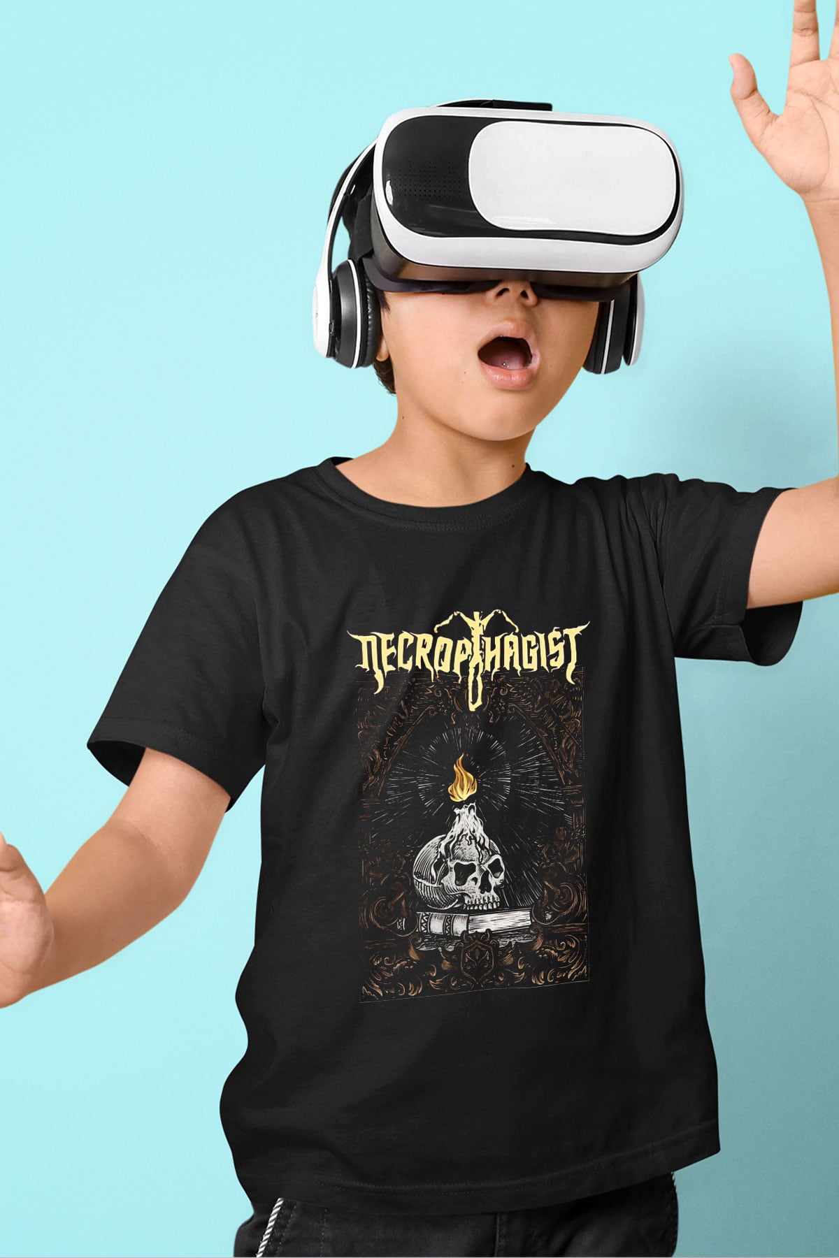 Necrophagist Baskılı Unisex Siyah Çocuk Tişört - Tshirt