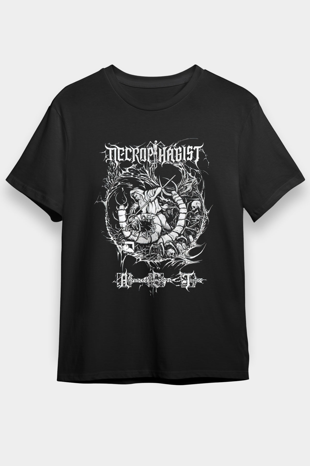 Necrophagist Baskılı Unisex Siyah Tişört - Tshirt