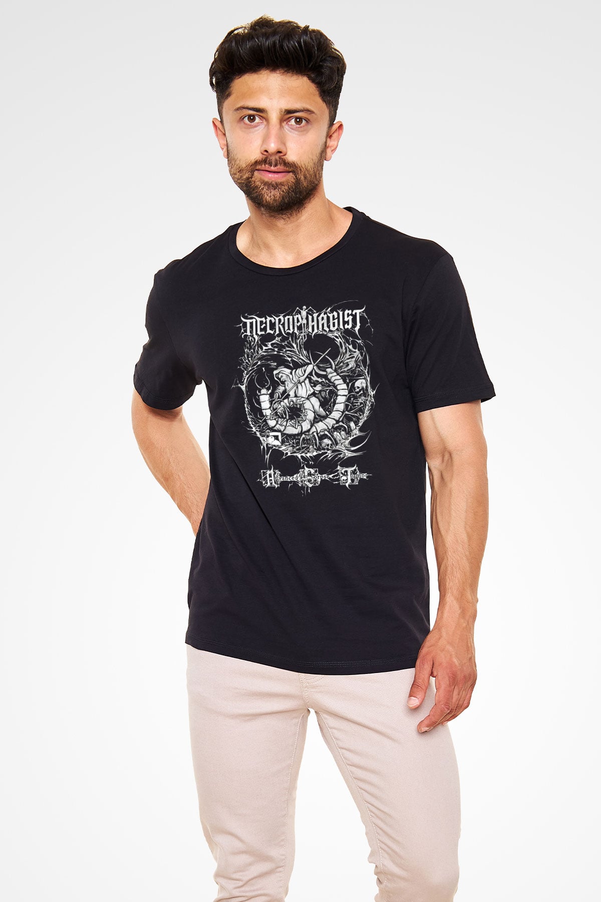 Necrophagist Baskılı Unisex Siyah Tişört - Tshirt