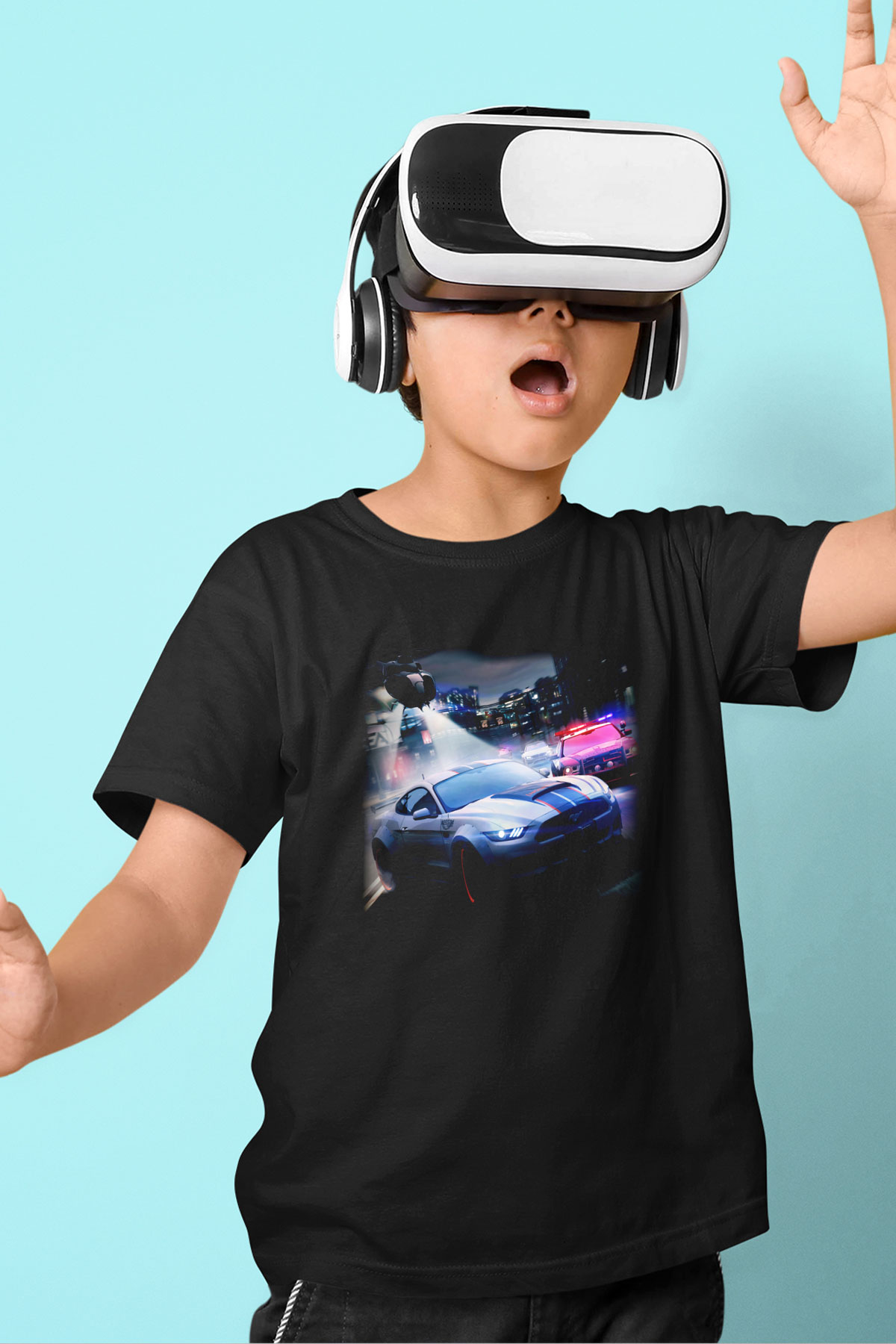 Need for Speed Baskılı Siyah Unisex Çocuk Tişört
