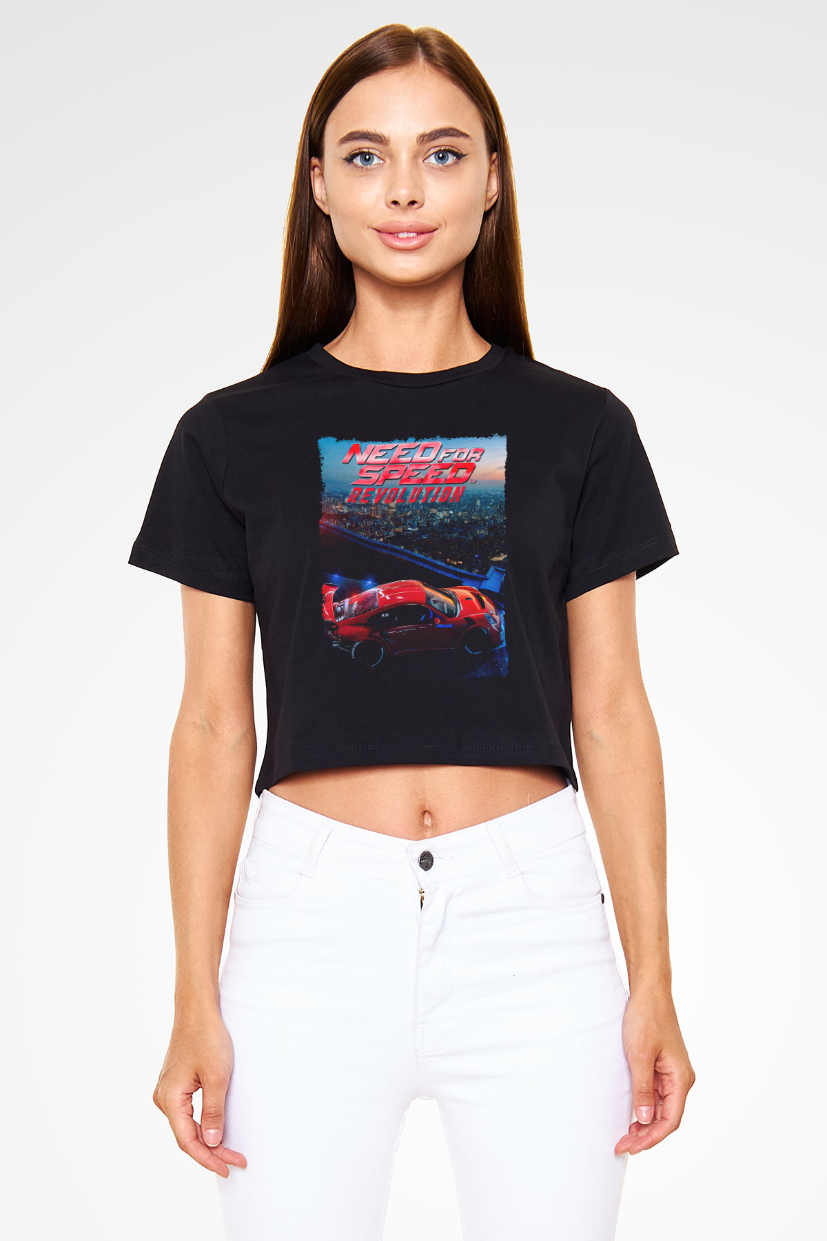 Need for Speed Siyah  Crop Top Tişört