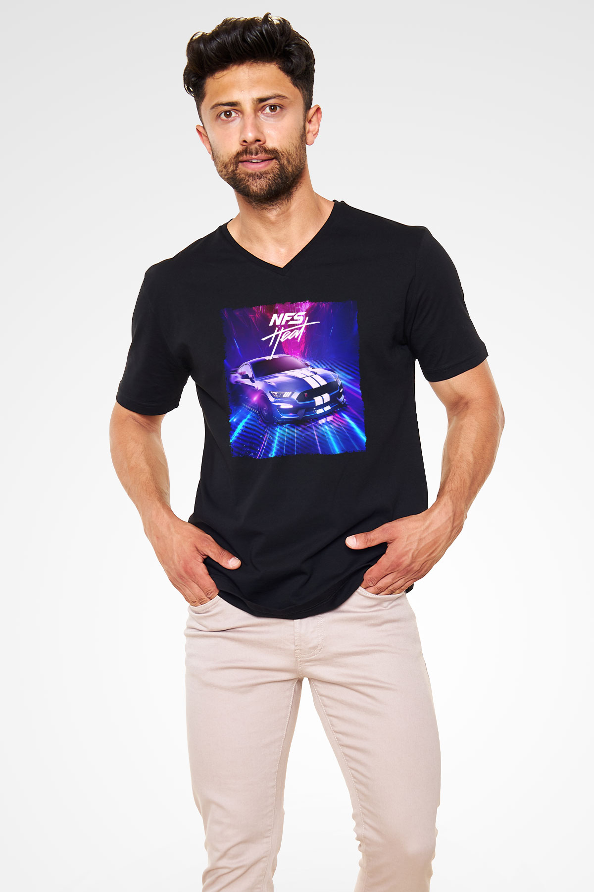 Need for Speed Siyah Unisex V Yaka Tişört