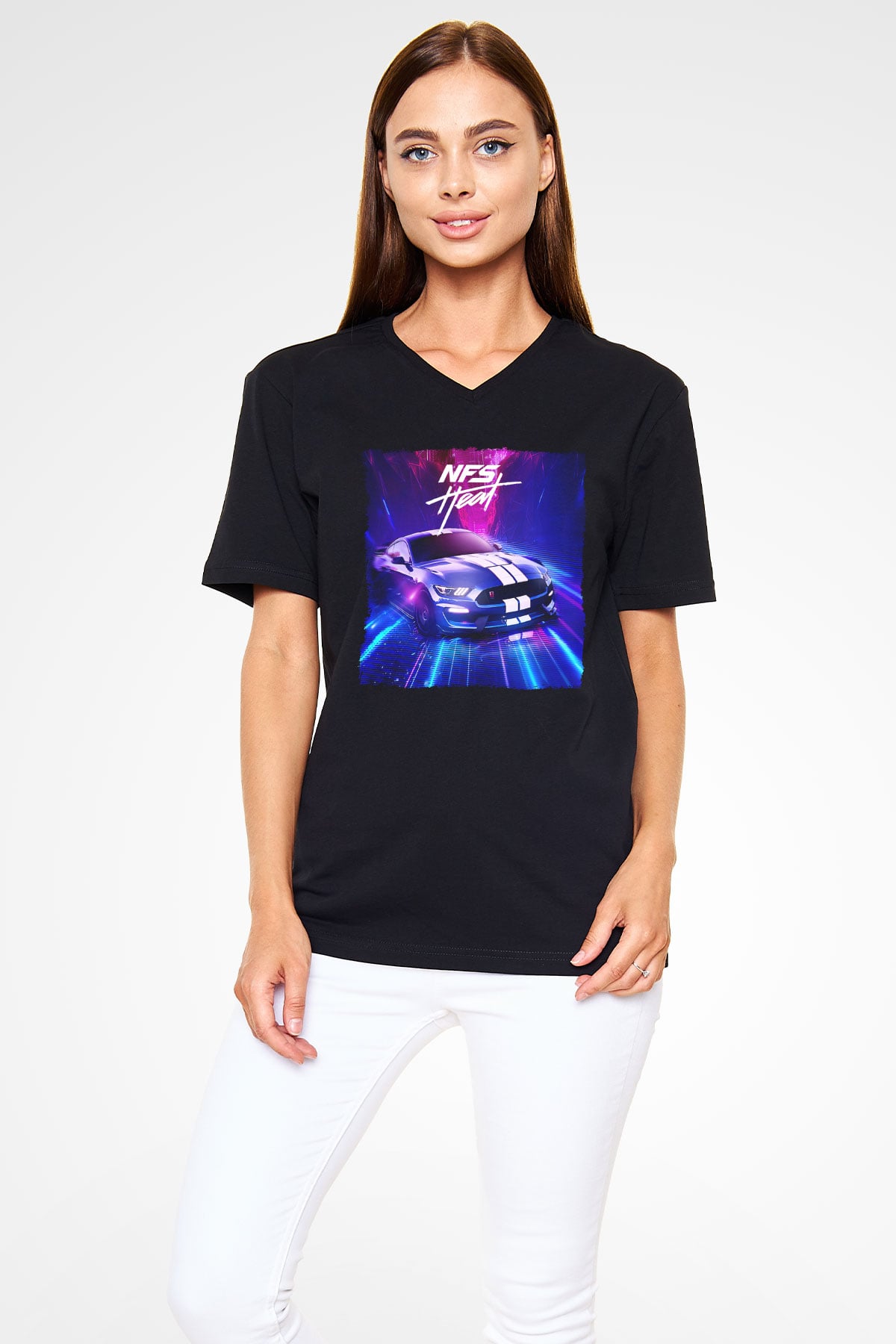 Need for Speed Siyah Unisex V Yaka Tişört