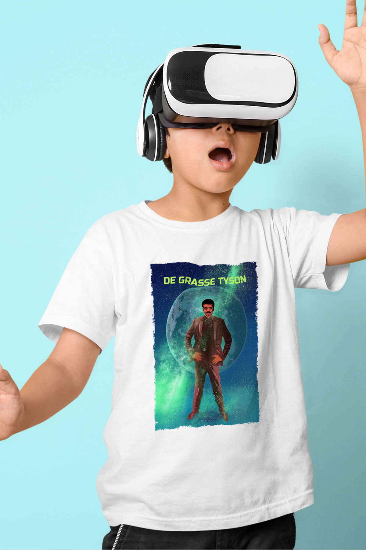 Neil De Grasse Tyson Baskılı Unisex Beyaz Çocuk Tişörtü - Tshirt