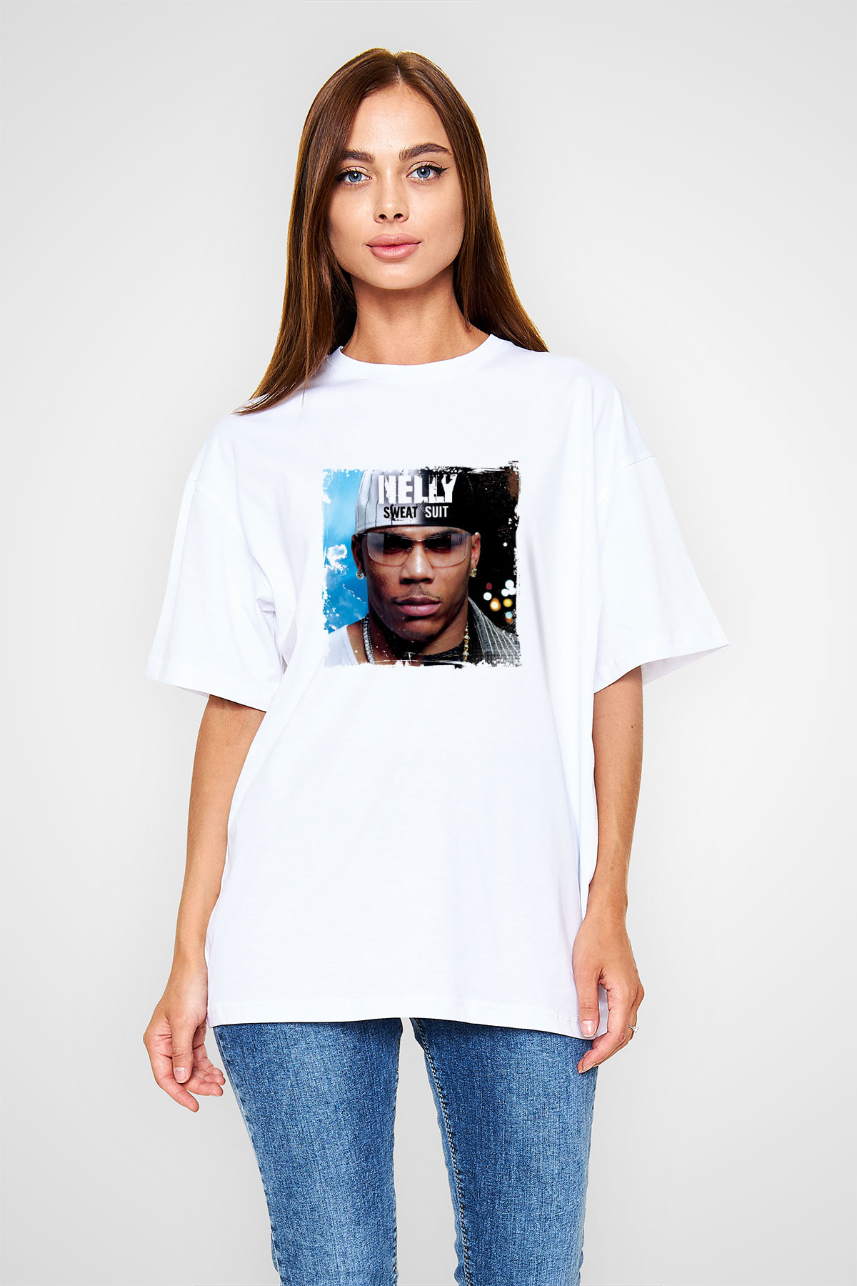 Nelly Baskılı Unisex Beyaz Tişört