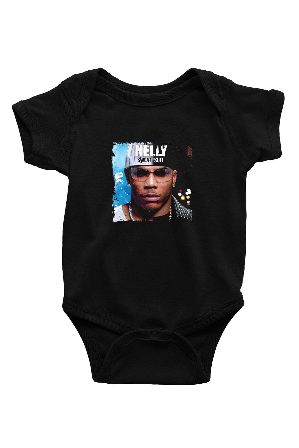 Nelly Baskılı Unisex Siyah Bebek Body - Zıbın