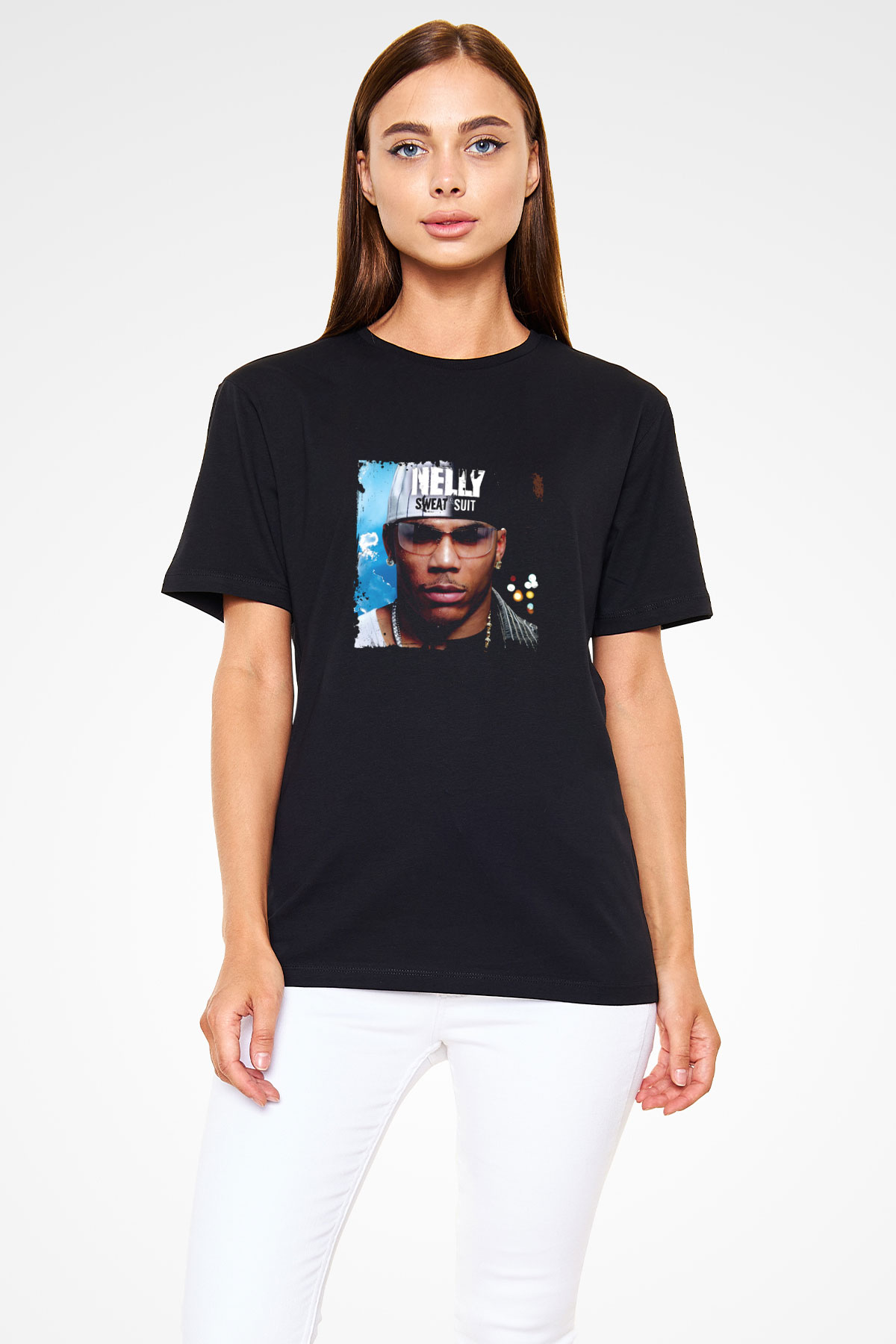Nelly Baskılı Unisex Siyah Tişört