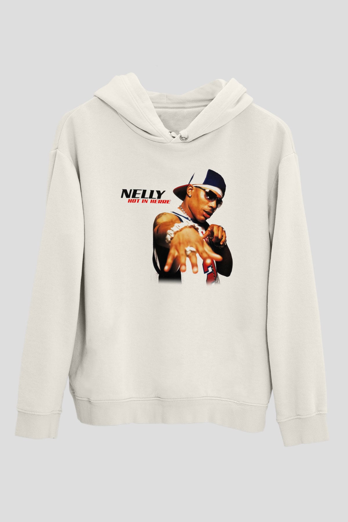 Nelly Beyaz Unisex Kapşonlu Sweatshirt