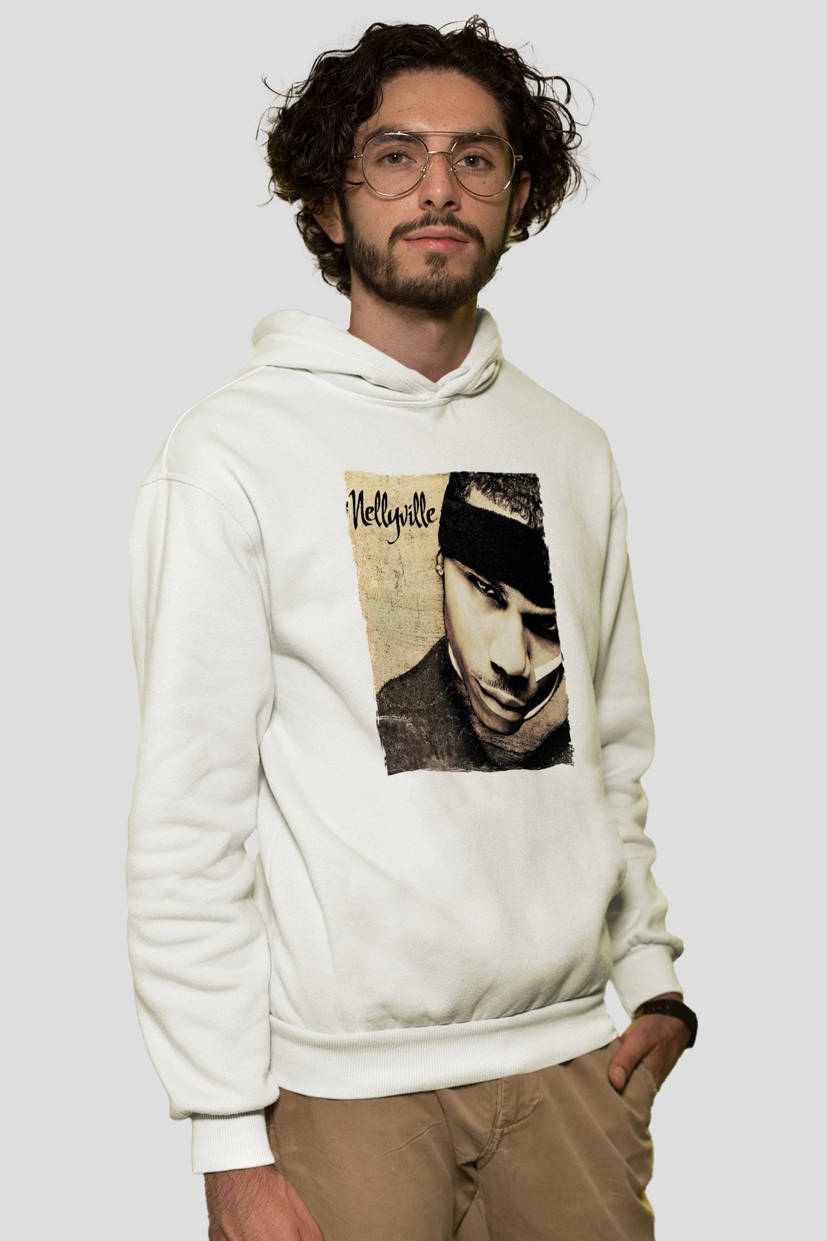 Nelly Beyaz Unisex Kapüşonlu Sweatshirt