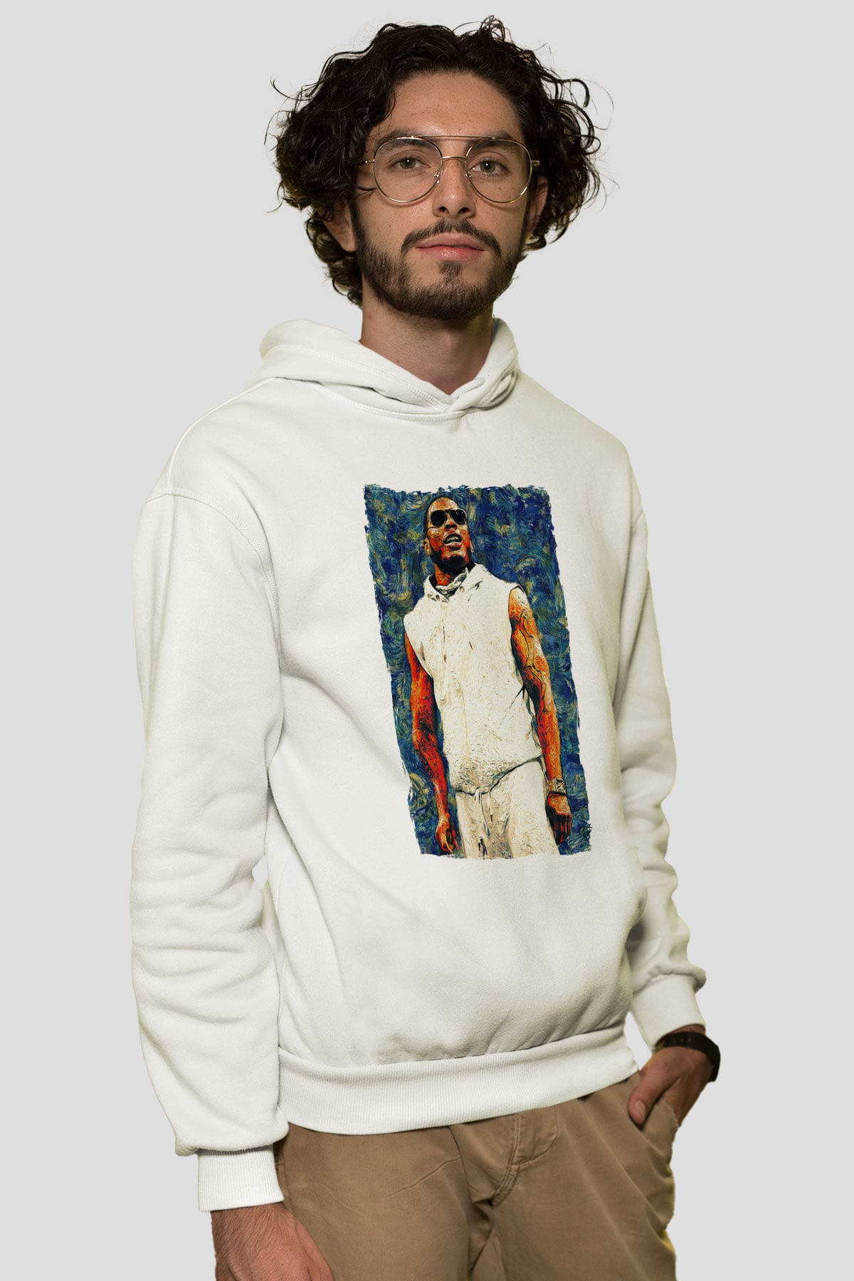 Nelly Beyaz Unisex Kapüşonlu Sweatshirt