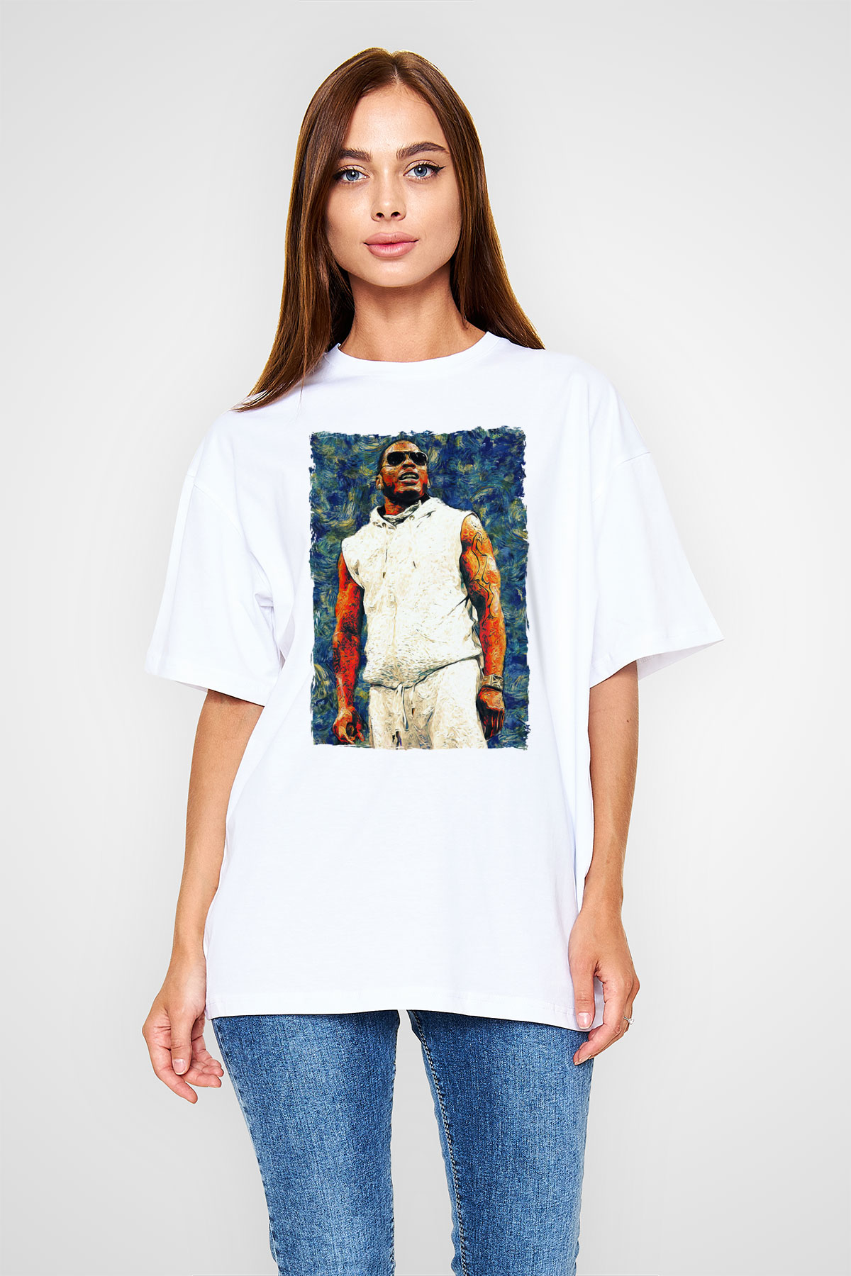 Nelly Beyaz Unisex Tişört T-Shirt - TişörtFabrikası