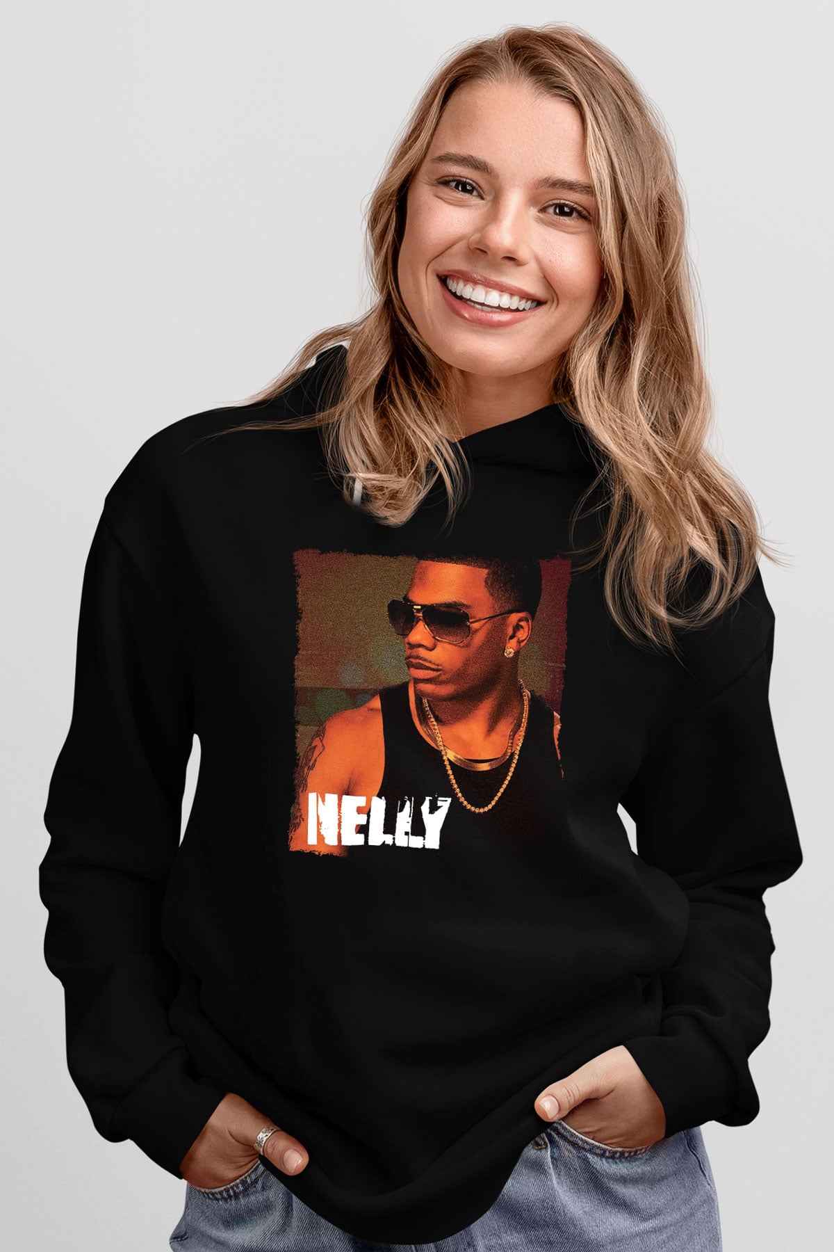 Nelly Siyah Unisex Kapüşonlu Sweatshirt