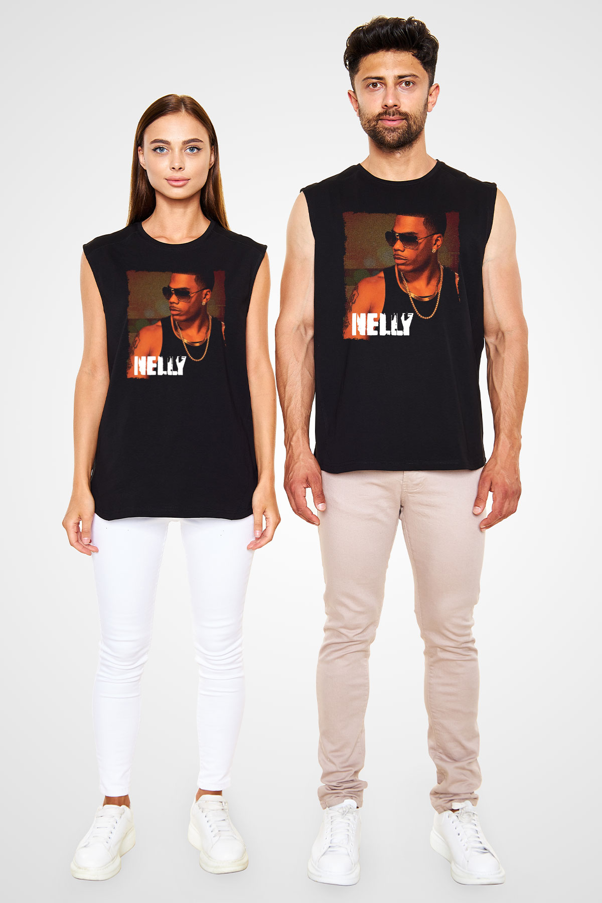 Nelly Siyah Unisex Kolsuz Tişört