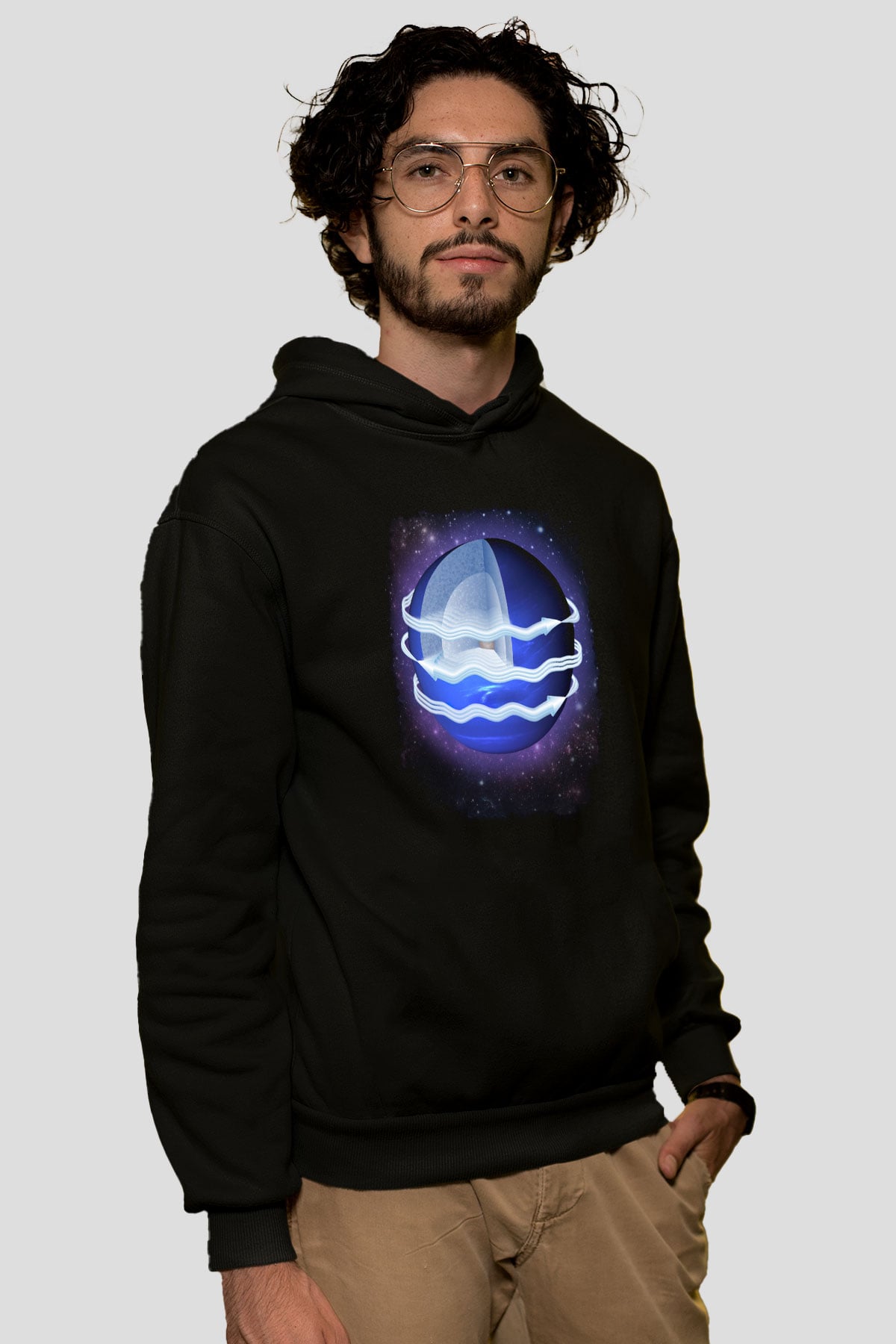 Neptün Siyah Unisex Hoodie