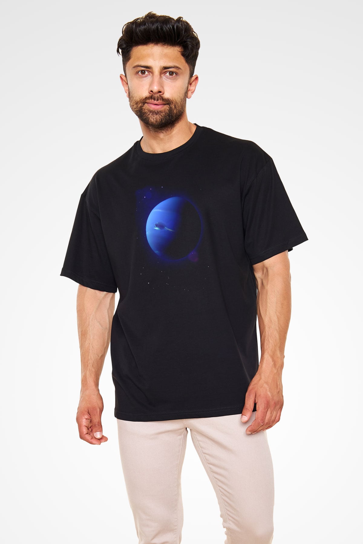 Neptün Siyah Unisex Tişört T-Shirt - TişörtFabrikası
