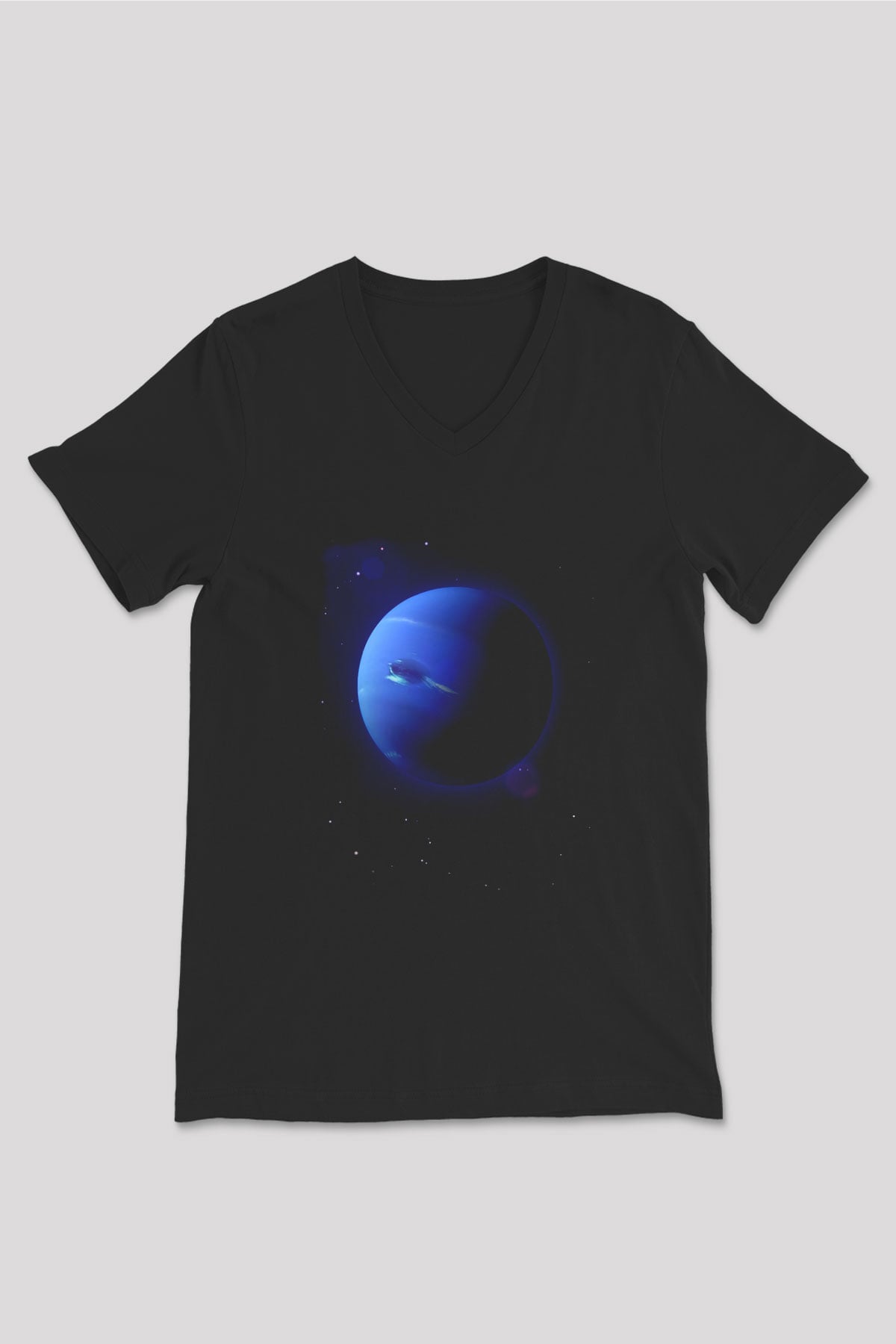 Neptün Siyah Unisex V Yaka Tişört