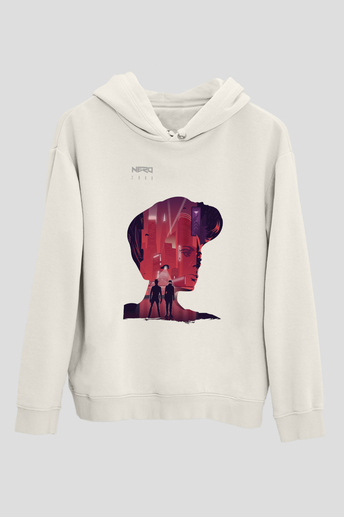 Nero Beyaz Unisex Kapüşonlu Sweatshirt