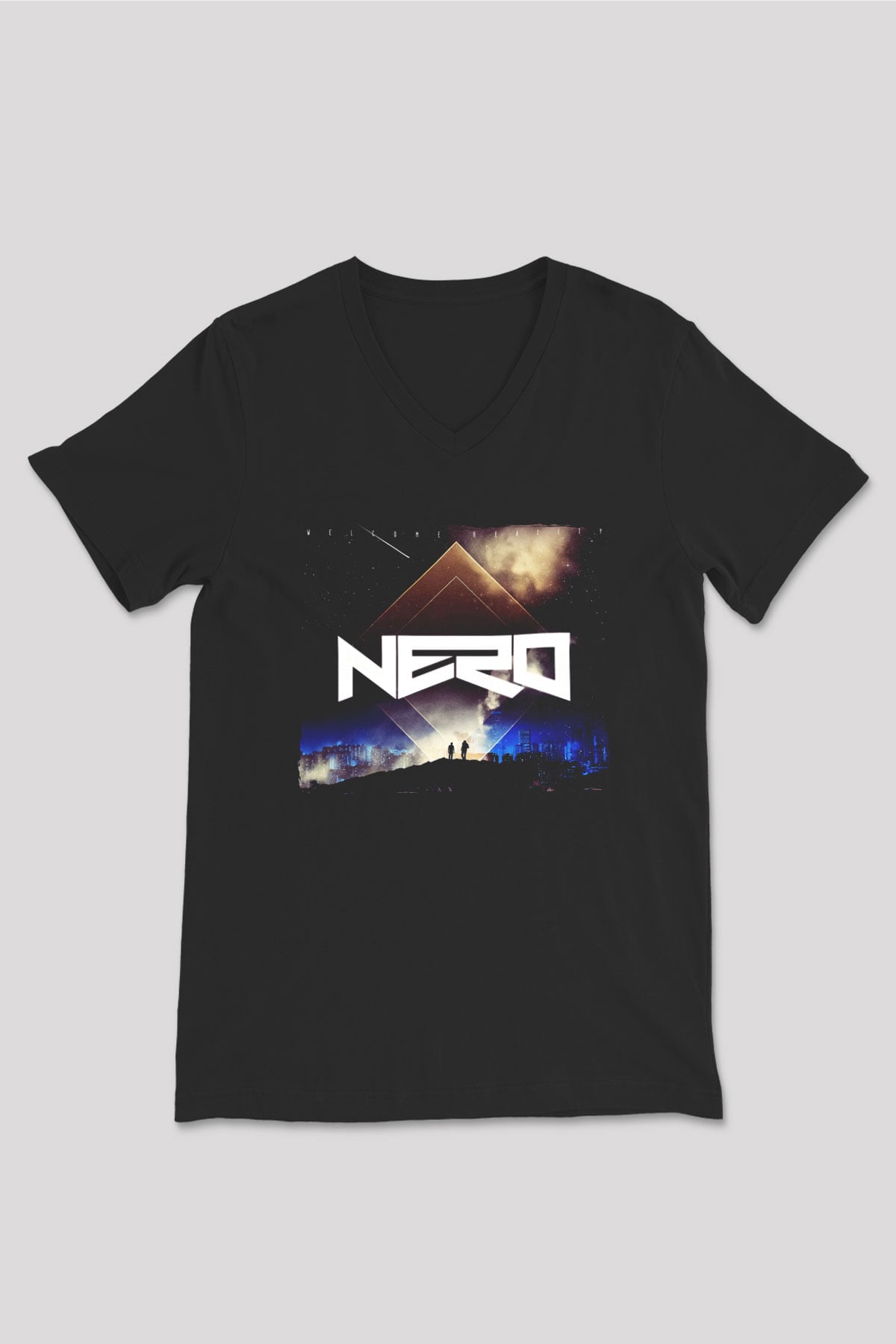 Nero Siyah Unisex V Yaka Tişört