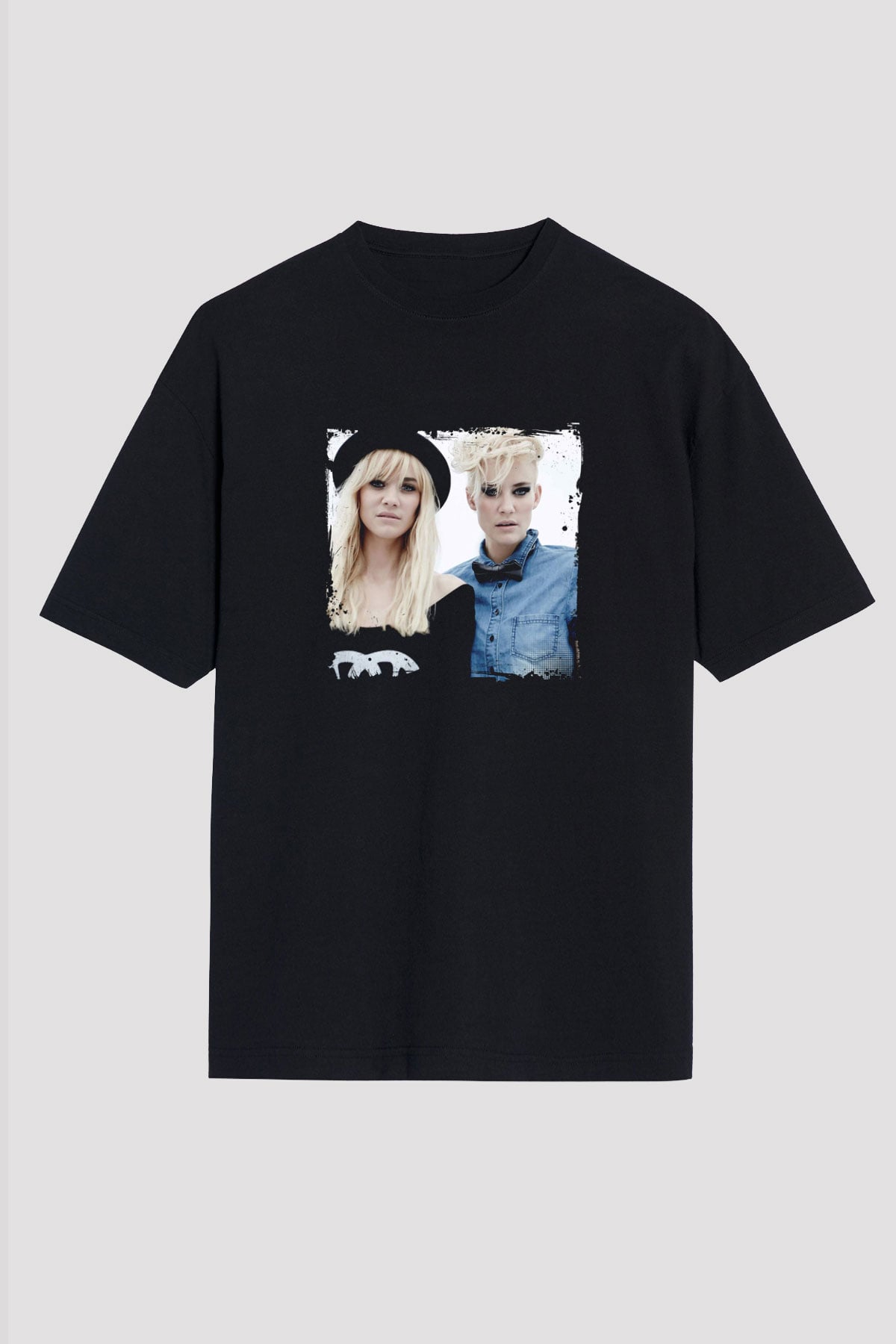Nervo Baskılı Unisex Oversize Siyah Tişört