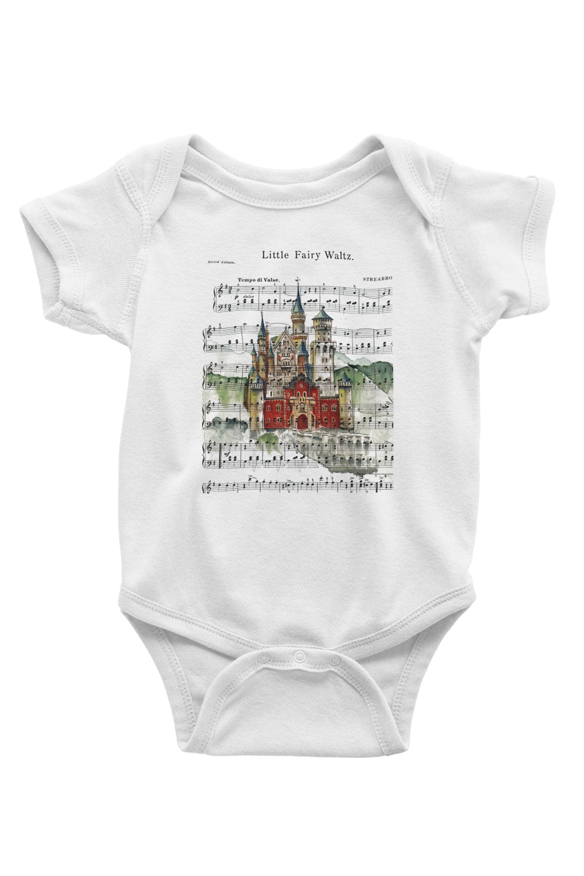 Neuschwanstein Şatosu Baskılı Beyaz Unisex Bebek Body - Zıbın