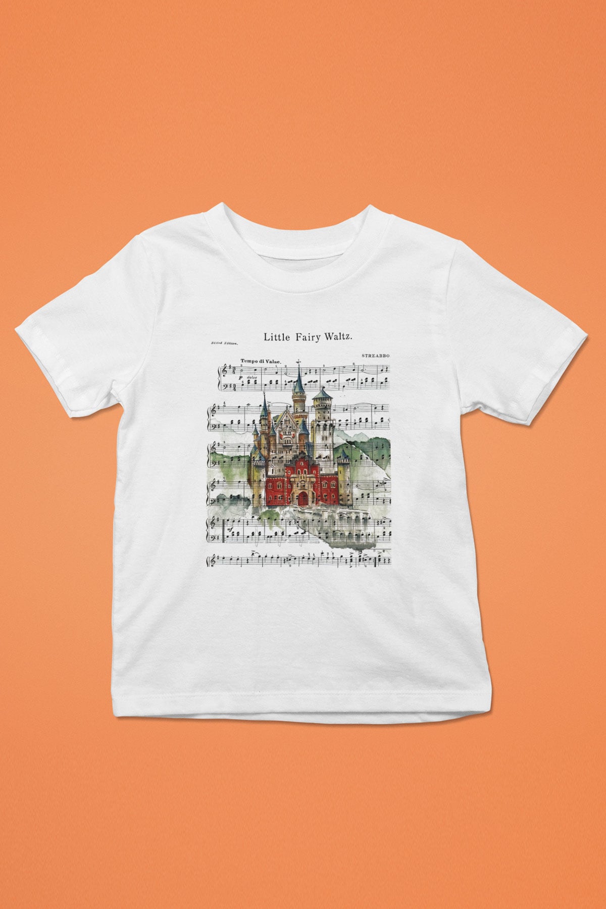 Neuschwanstein Şatosu Baskılı Beyaz Unisex Çocuk Tişört