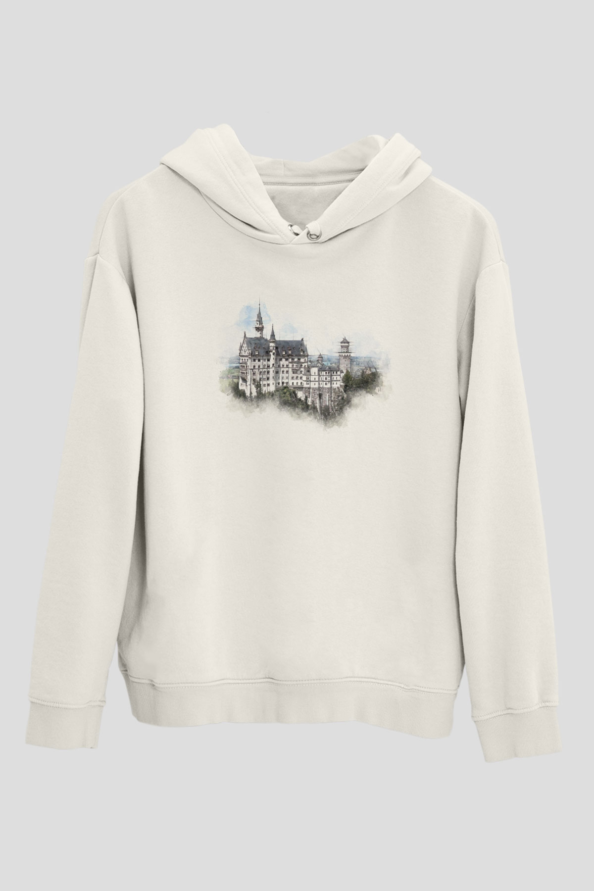 Neuschwanstein Şatosu Beyaz Unisex Hoodie