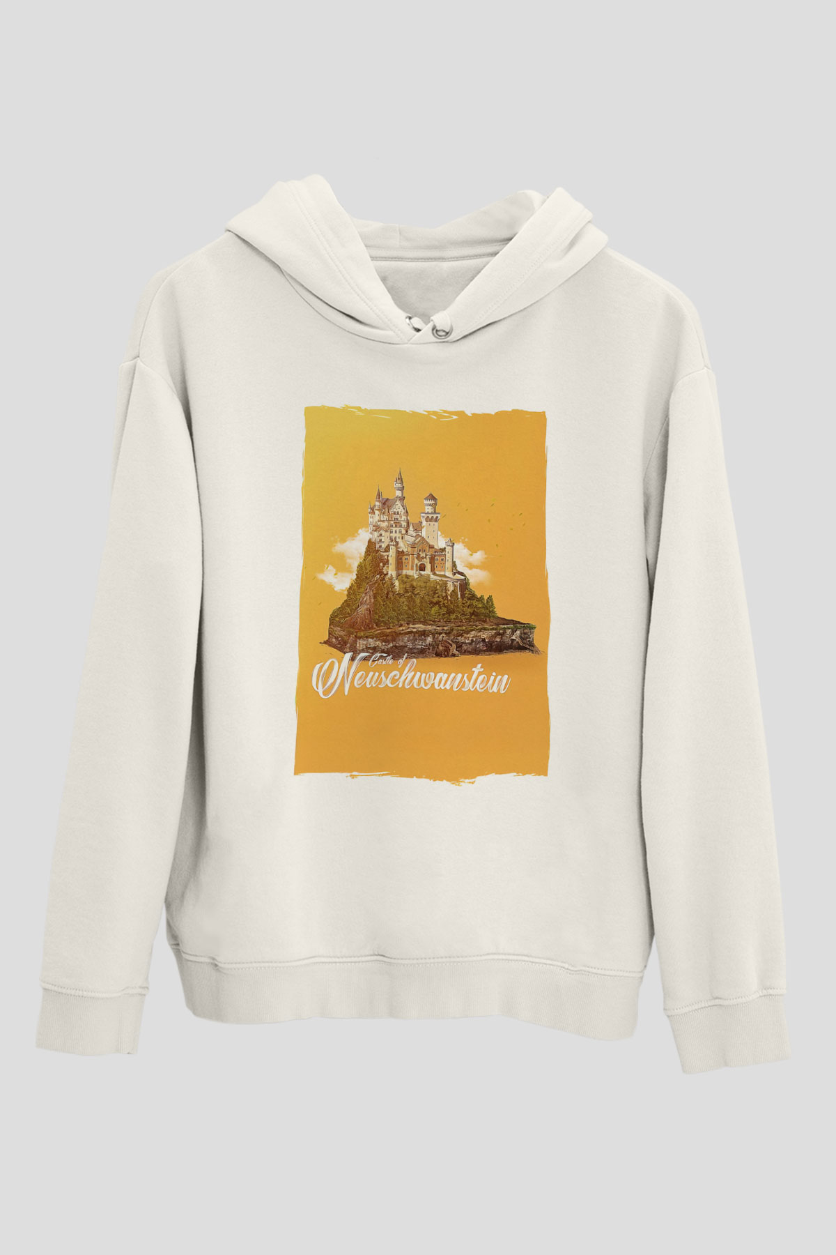 Neuschwanstein Şatosu Beyaz Unisex Hoodie