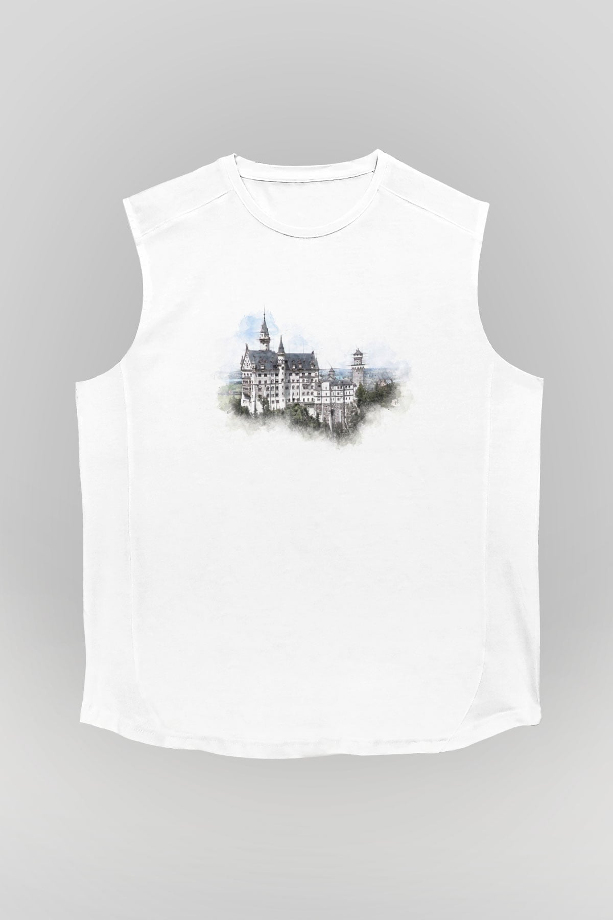 Neuschwanstein Şatosu Beyaz Unisex Kolsuz Tişört