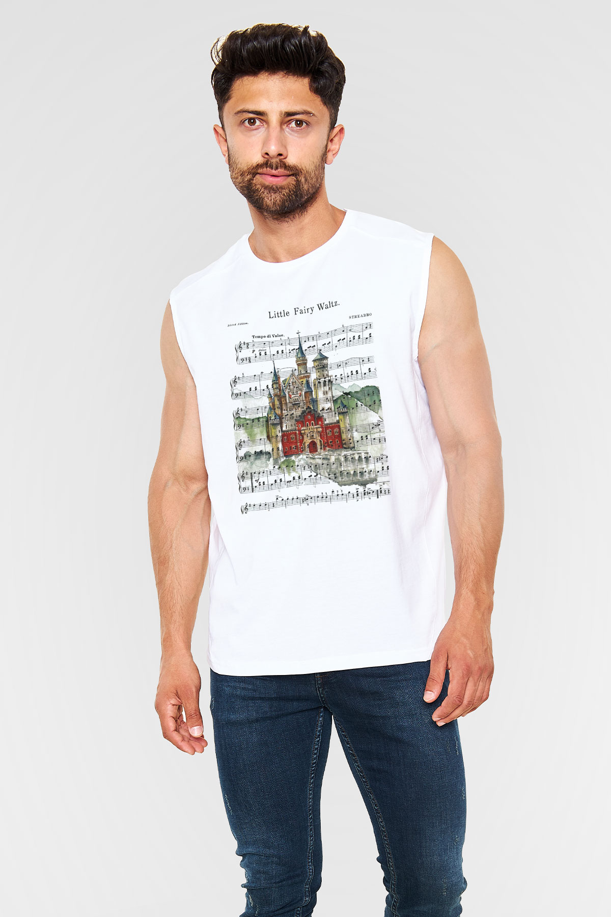 Neuschwanstein Şatosu Beyaz Unisex Kolsuz Tişört