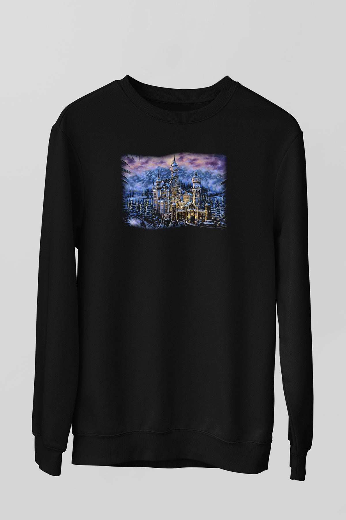 Neuschwanstein Şatosu Siyah Unisex Sweatshirt