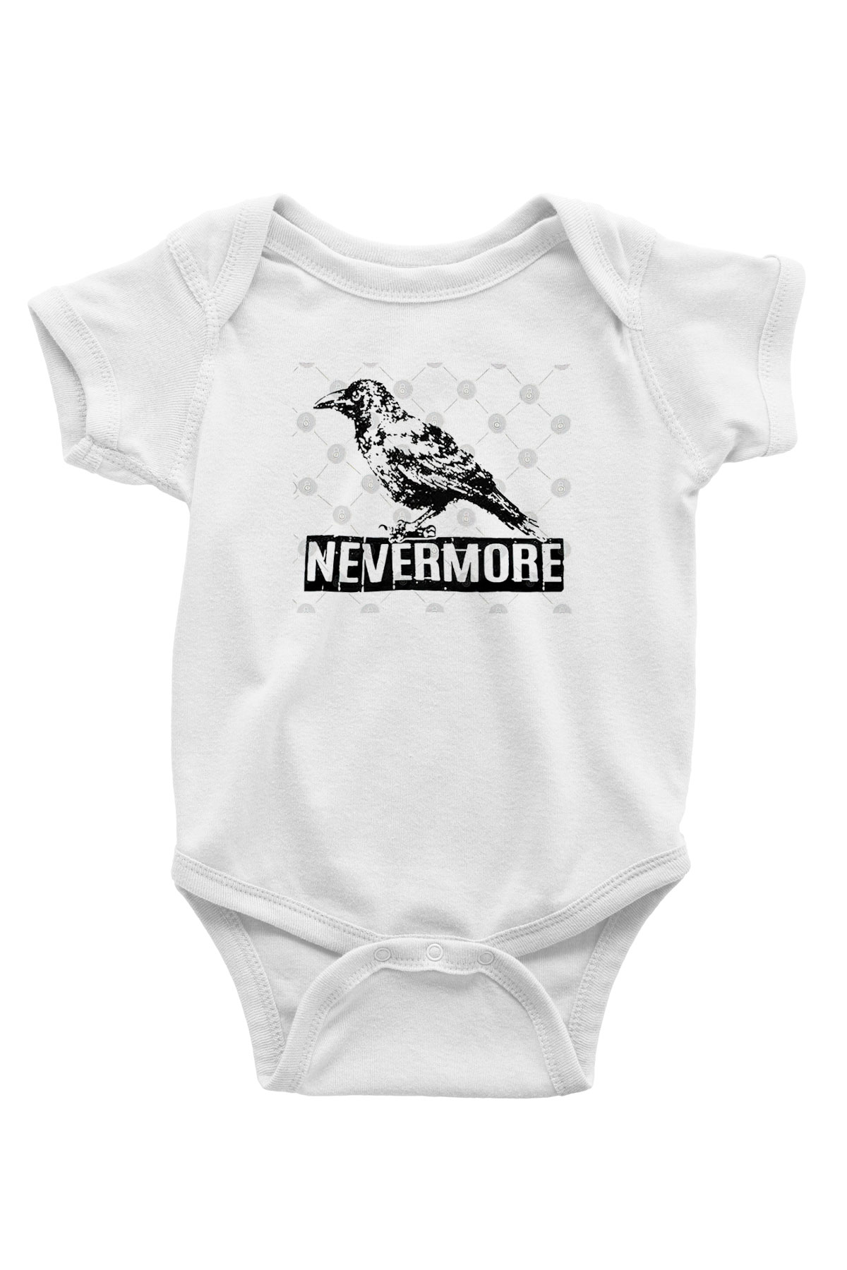 Nevermore Baskılı Beyaz Unisex Bebek Body - Zıbın